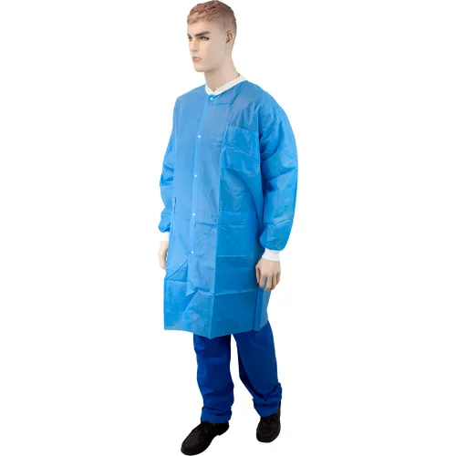 LabChoice Disposable Lab Coat with 3 Pockets, L, Blue