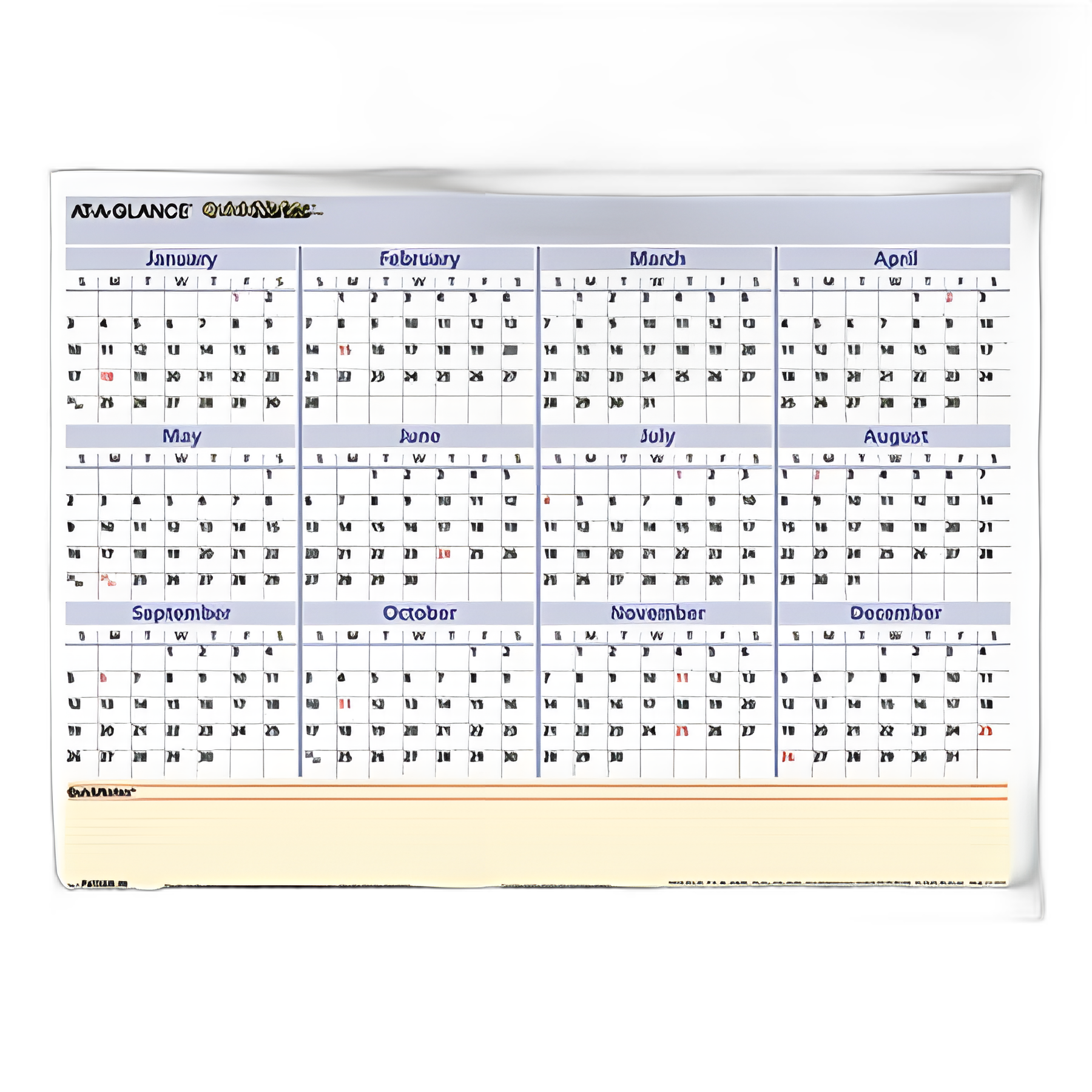 QuickNotes Mini Erasable Wall Planner, 16 x 12, White/Blue/Yellow Sheets, 12-Month (Jan to Dec): 2024
