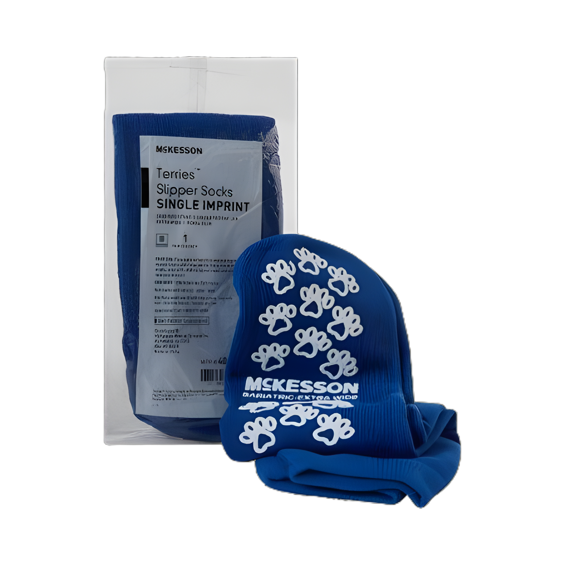 Slipper Socks McKesson Terries™ Bariatric / Extra Wide Royal Blue Above the Ankle - 40-1099