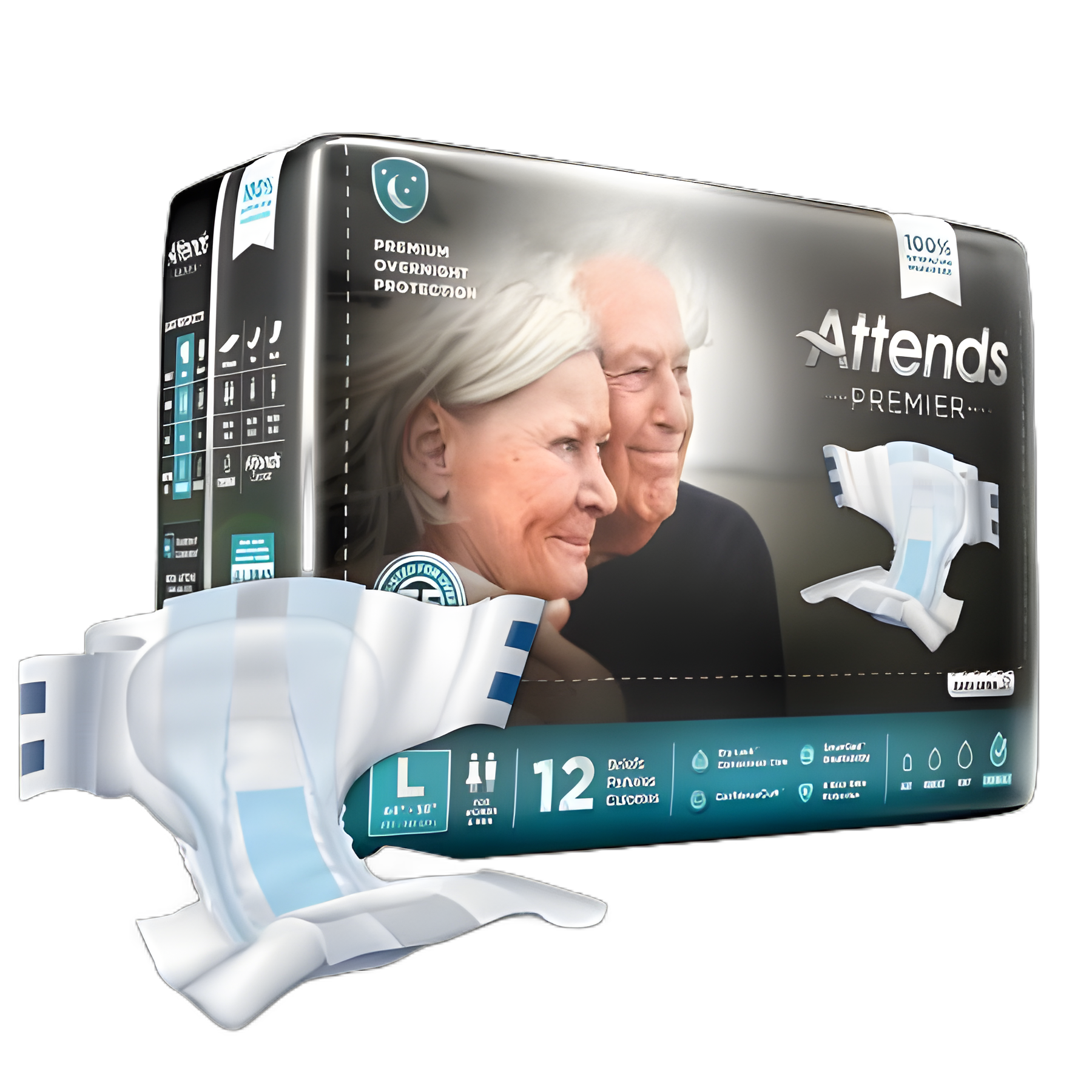 Attends Premier Large Incontinence Briefs: Heavy Absorbency for Adults
