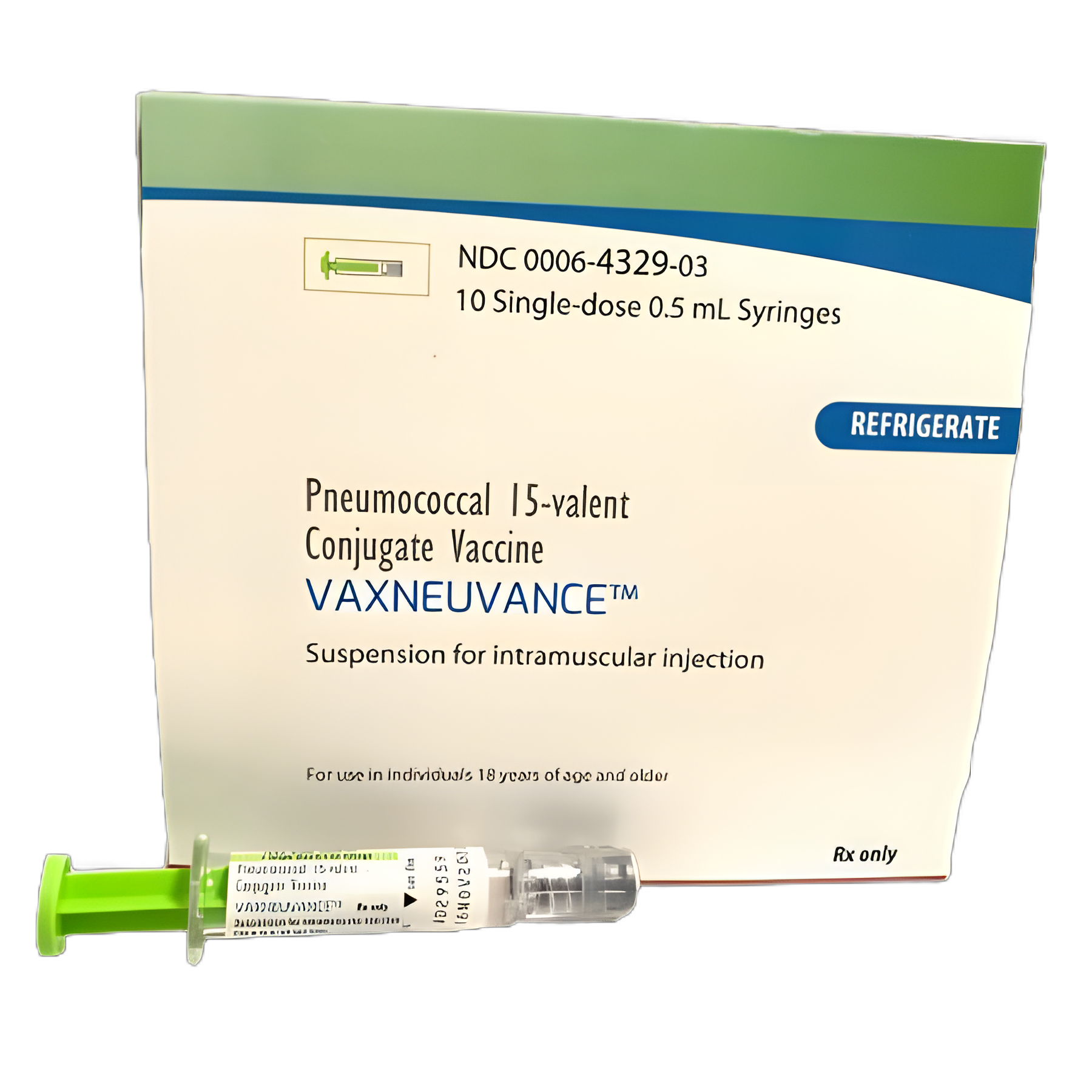 Vaxneuvance™ Pneumonia Vaccine Indicated for People 6 Weeks of Age and Older Pneumococcal 15-valent Conjugate Vaccine [Diphtheria CRM197 Protein], Preservative Free 2 mcg - 4 mcg - 30 mcg / 0.5 mL Injection Prefilled Syringe 0.5 mL
