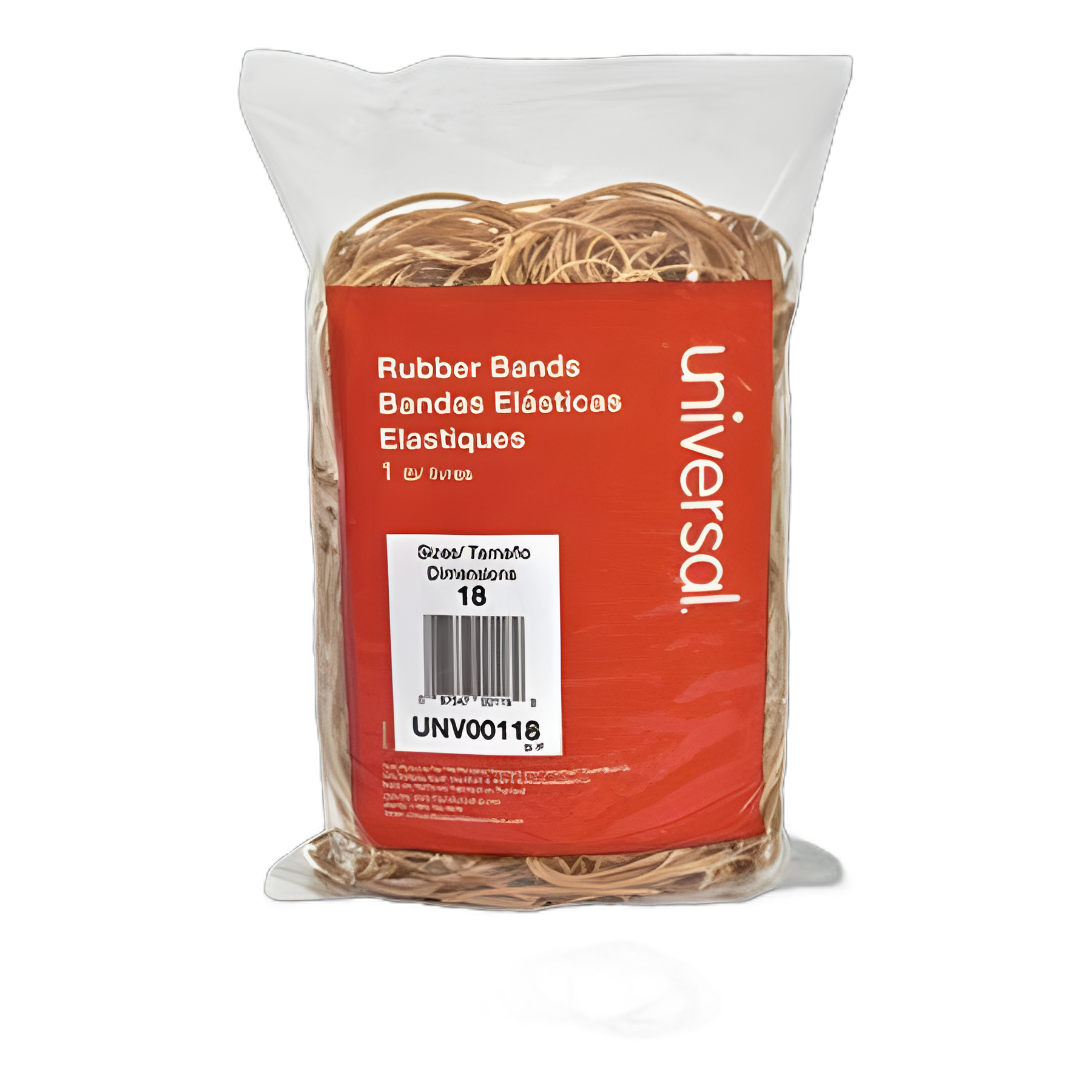 Rubber Bands, Size 18, 0.04" Gauge, Beige, 1 lb Box, 1,600/Pack