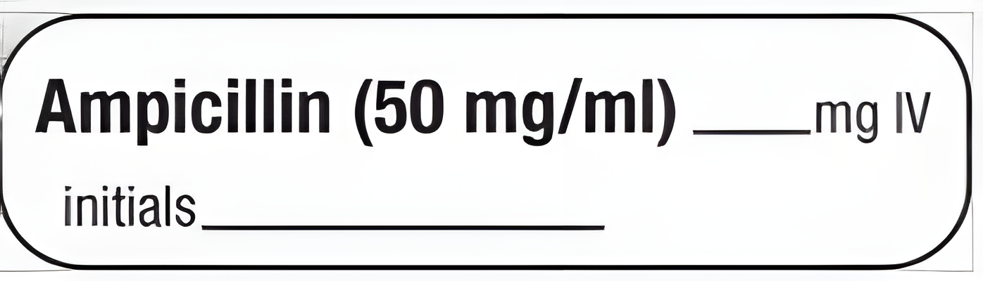 MedVision® Anesthesia Ampicillin IV Drug Label, 50mg/mL, White, 666/Roll