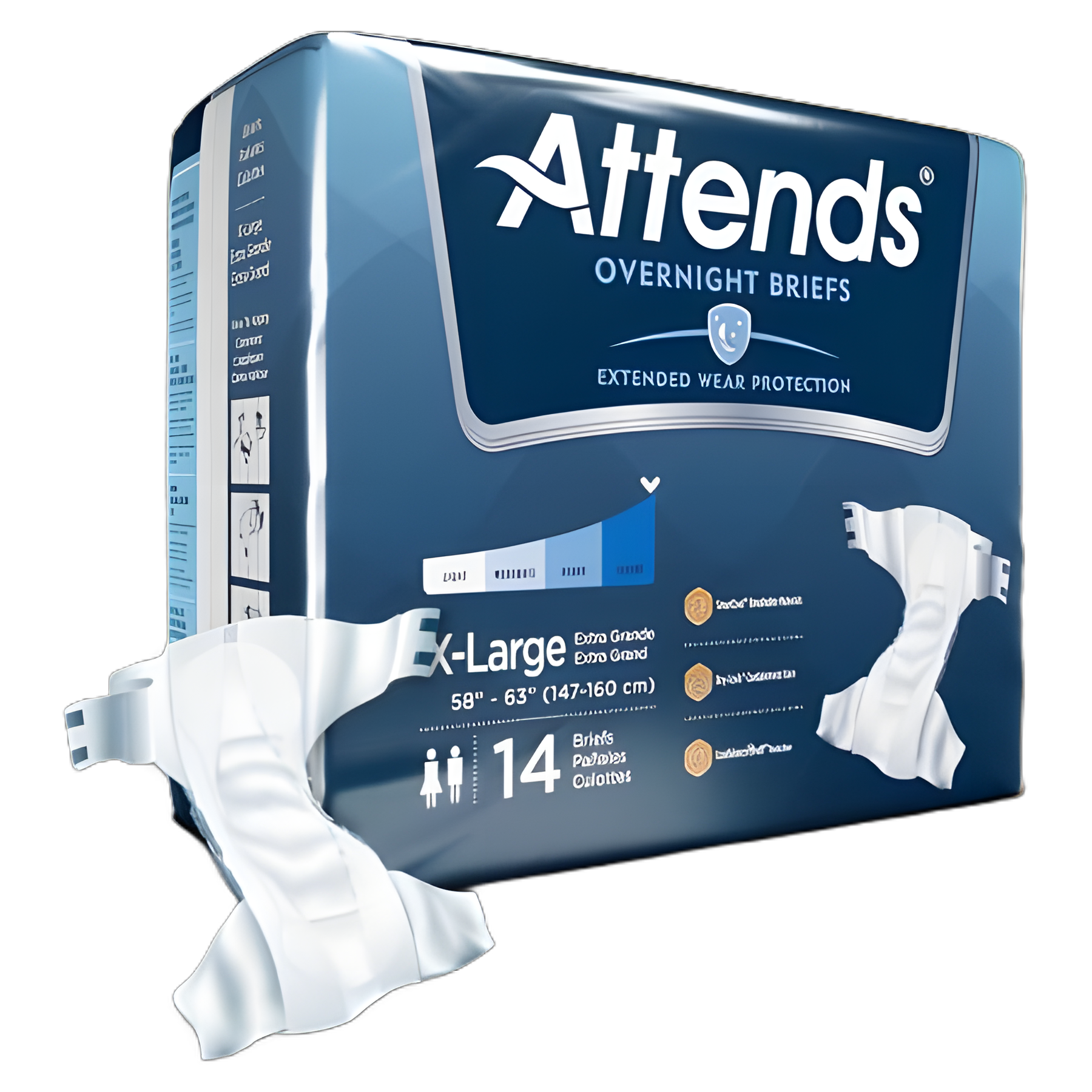Attends® Overnight X-Large Unisex Adult Incontinence Briefs - Heavy Absorbency