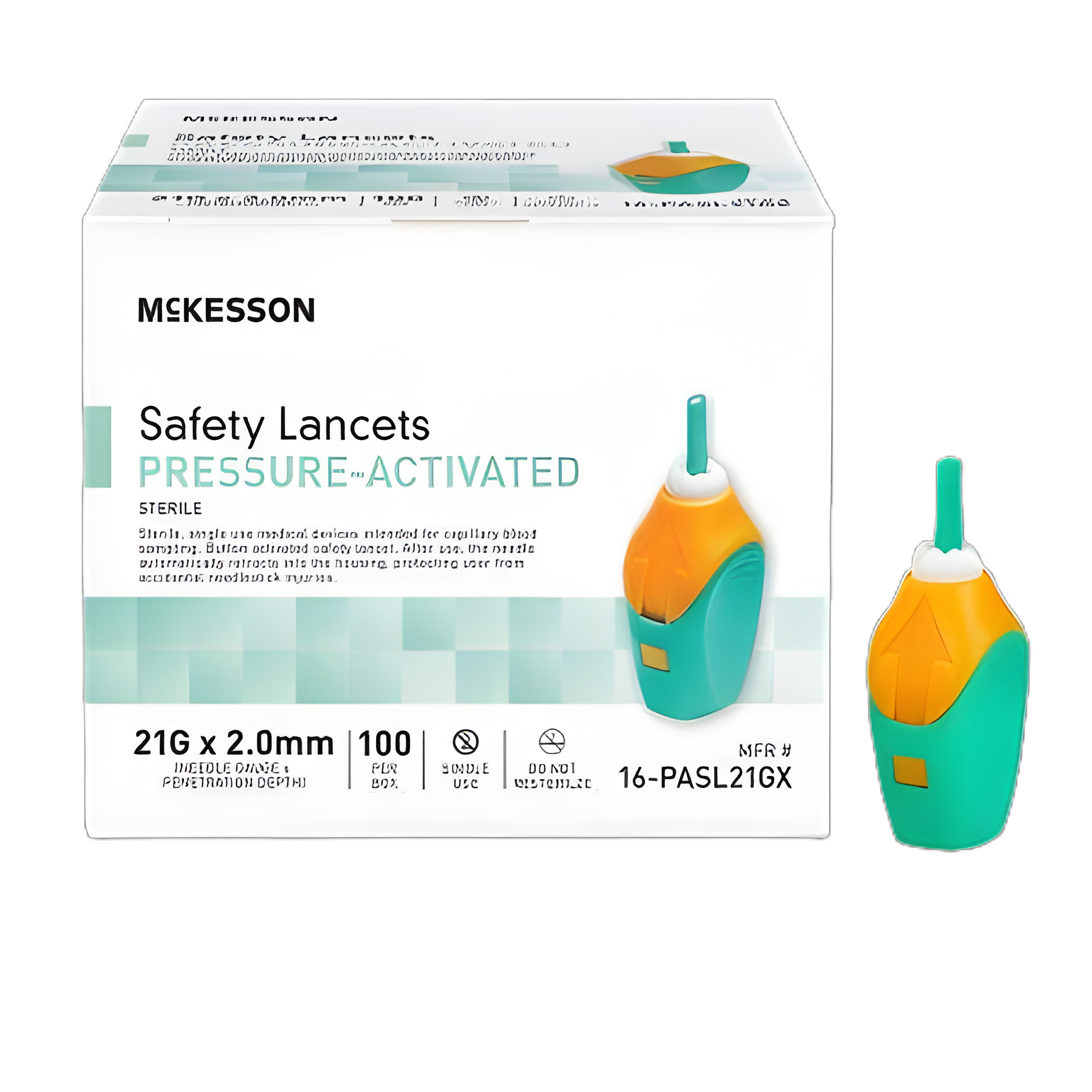 Safety Lancet McKesson 21 Gauge Retractable Pressure Activated Finger
