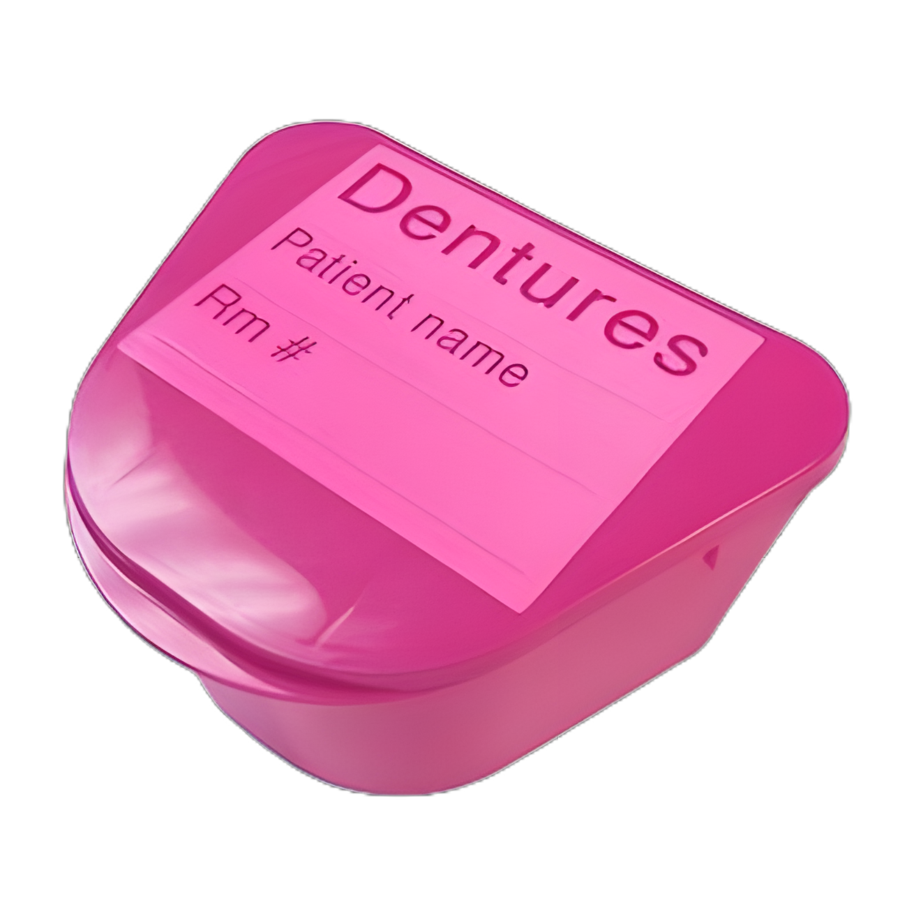 Medegen Denture Cup with Hinged Lid - Pink, Single Patient Use, Plastic