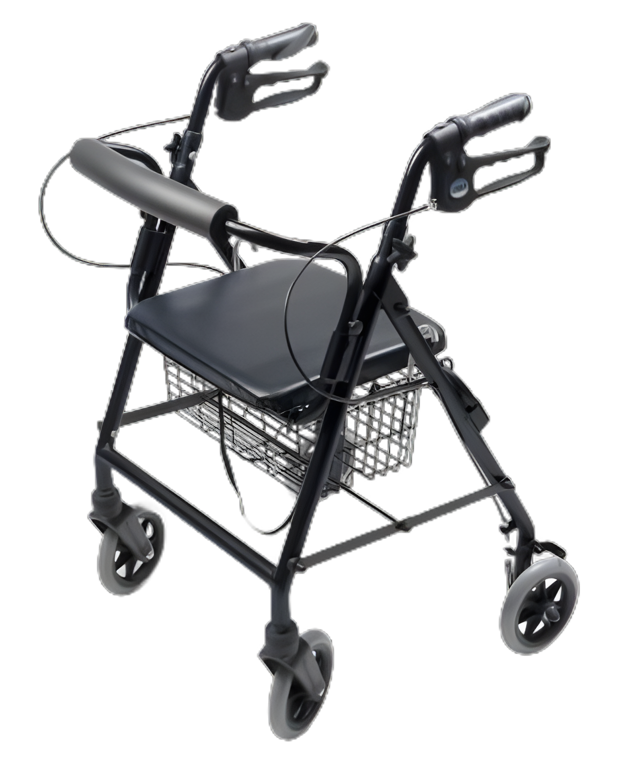 4 Wheel Rollator Lumex® Walkabout Hemi Black Adjustable Height / Folding Aluminum Frame