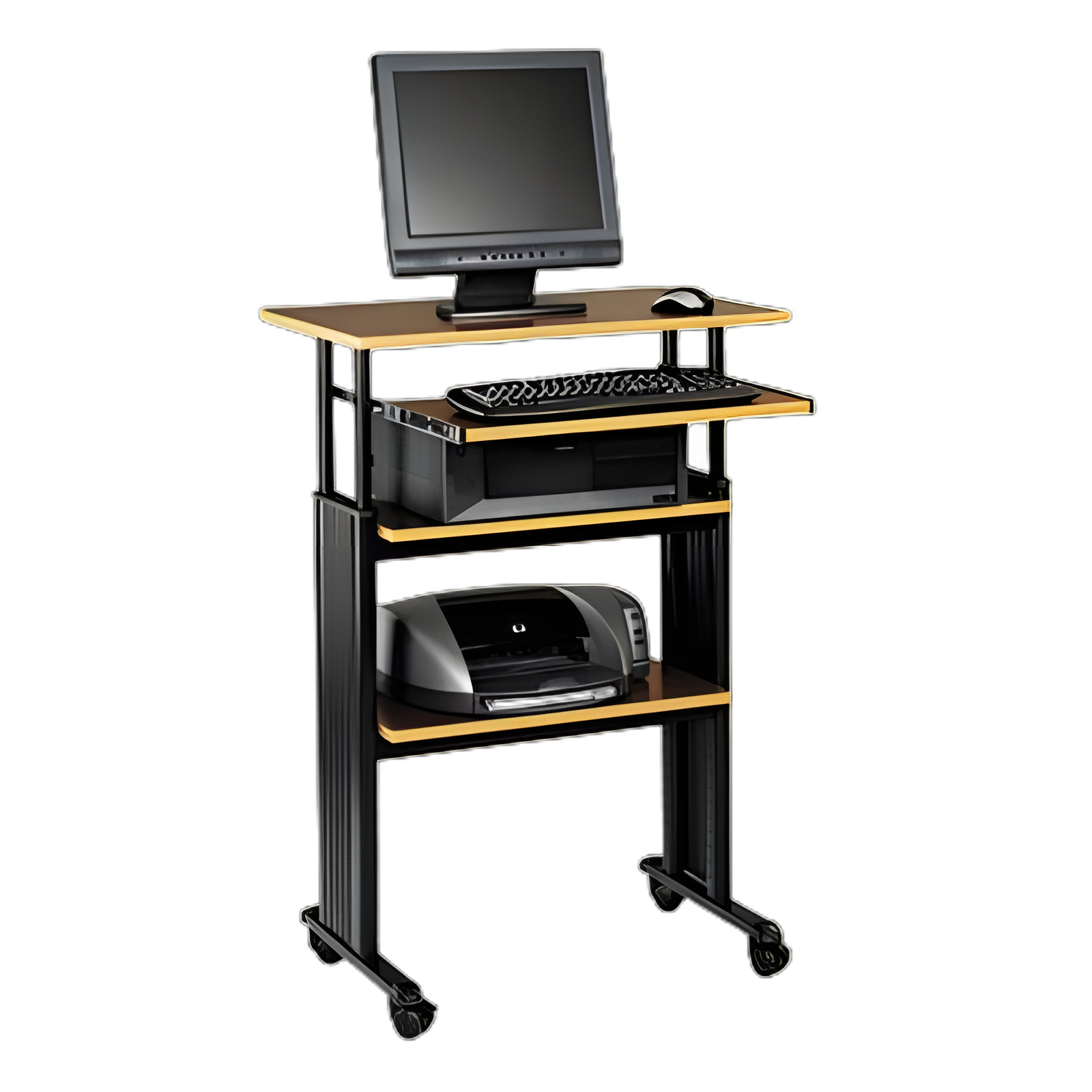 Muv Stand-Up Adjustable-Height Desk, 29.5" x 22" x 35" to 49", Cherry/Black