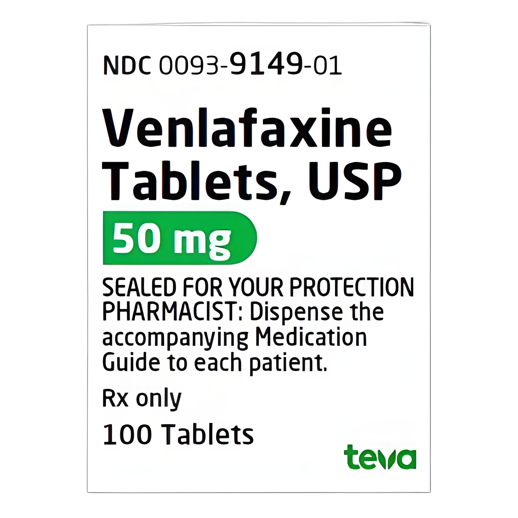 Venlafaxine HCl 50 mg Tablets by Teva - Effective Antidepressant Medication