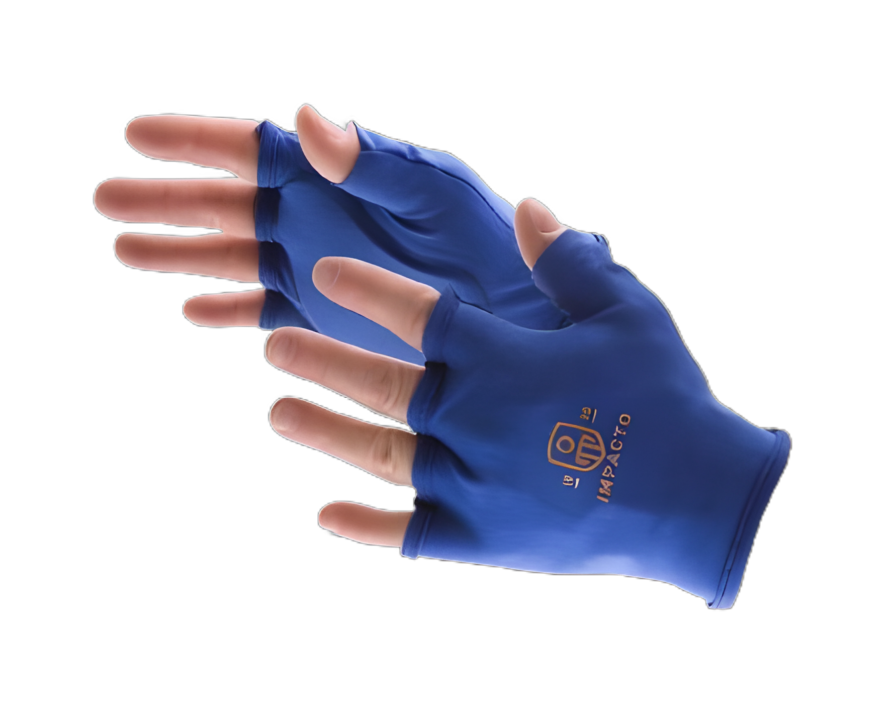 IMPACTO® Glove Liner Fingerless X-Small Blue Right Hand - Impact and Vibration Protection