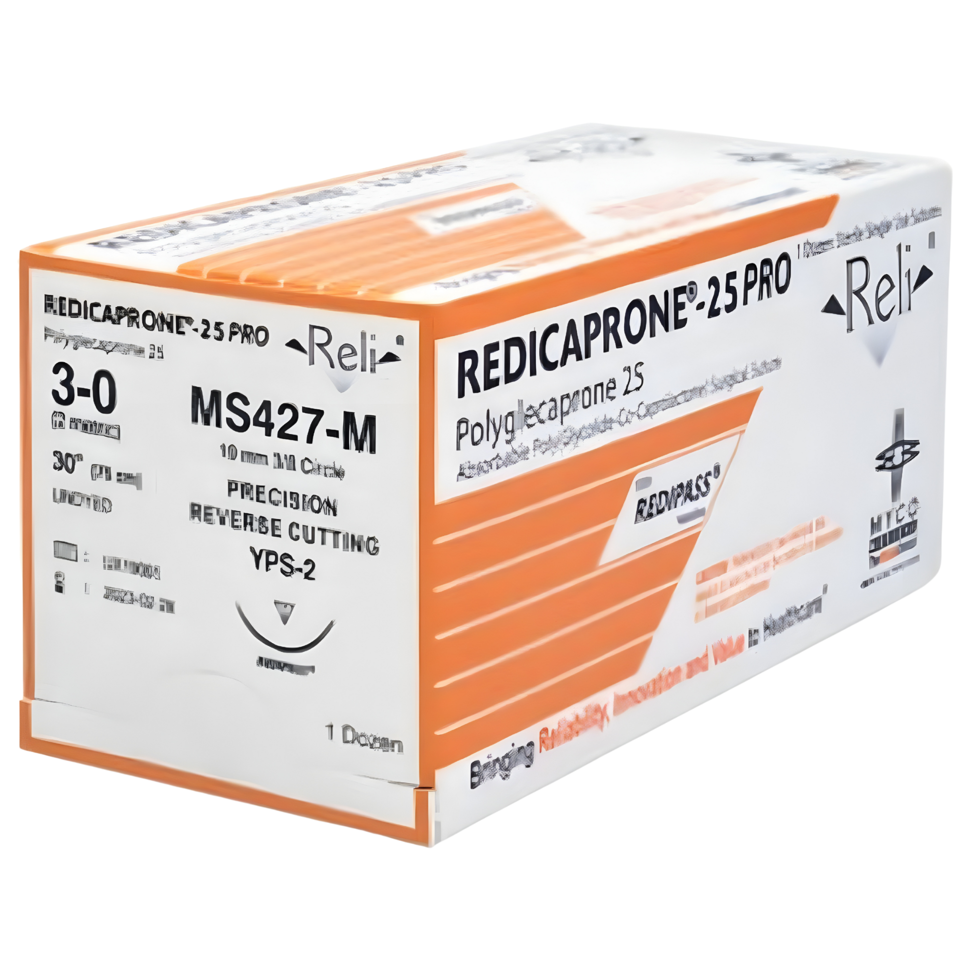 MYCO MEDICAL Suture, 3-0, Redicaprone, Undyed, Monofilament, 30", YPS-2, 12/bx