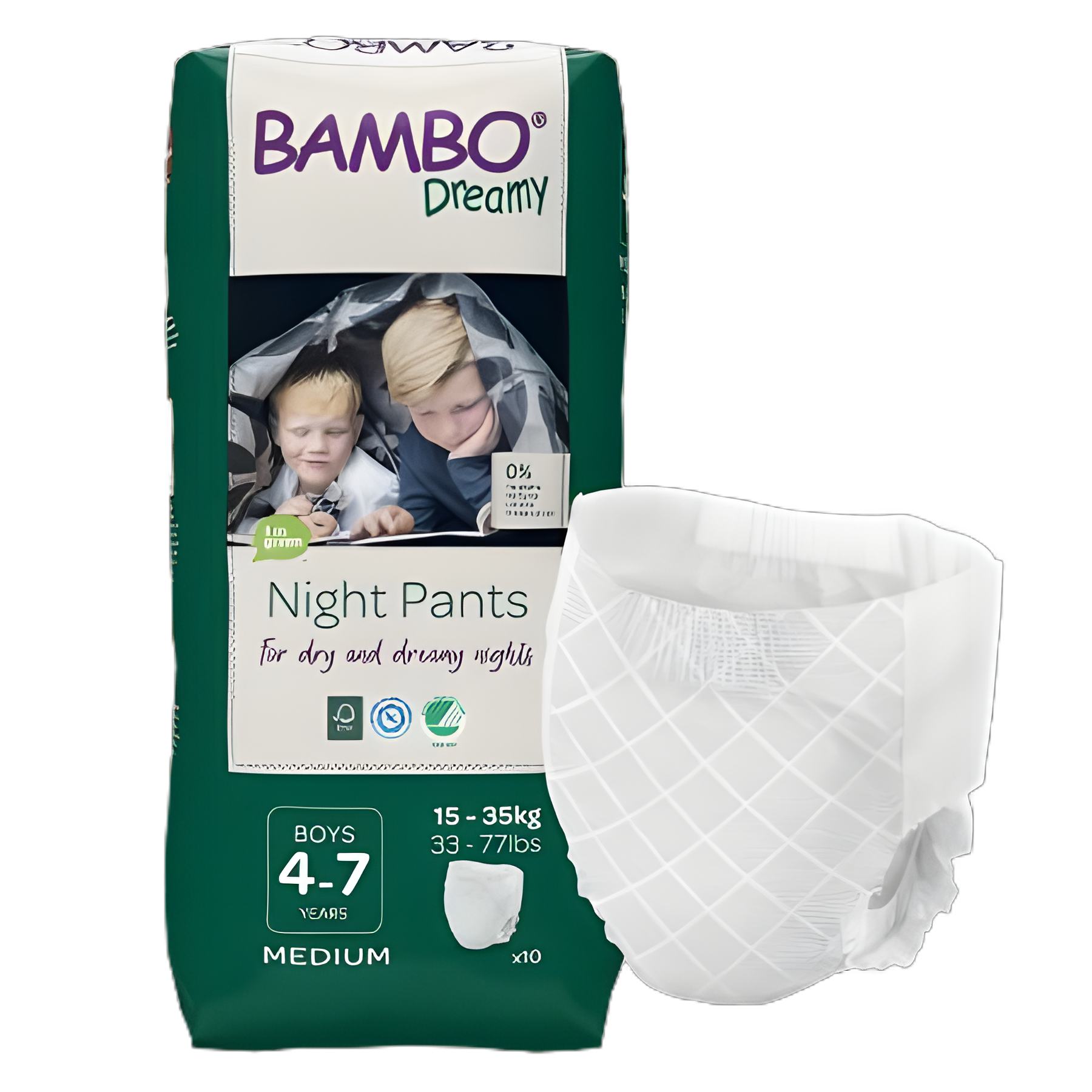 Male Youth Training Pants Bambo® Dreamy Pull On with Tear Away Seams Size 4 to 7 Years Disposable Heavy Absorbency