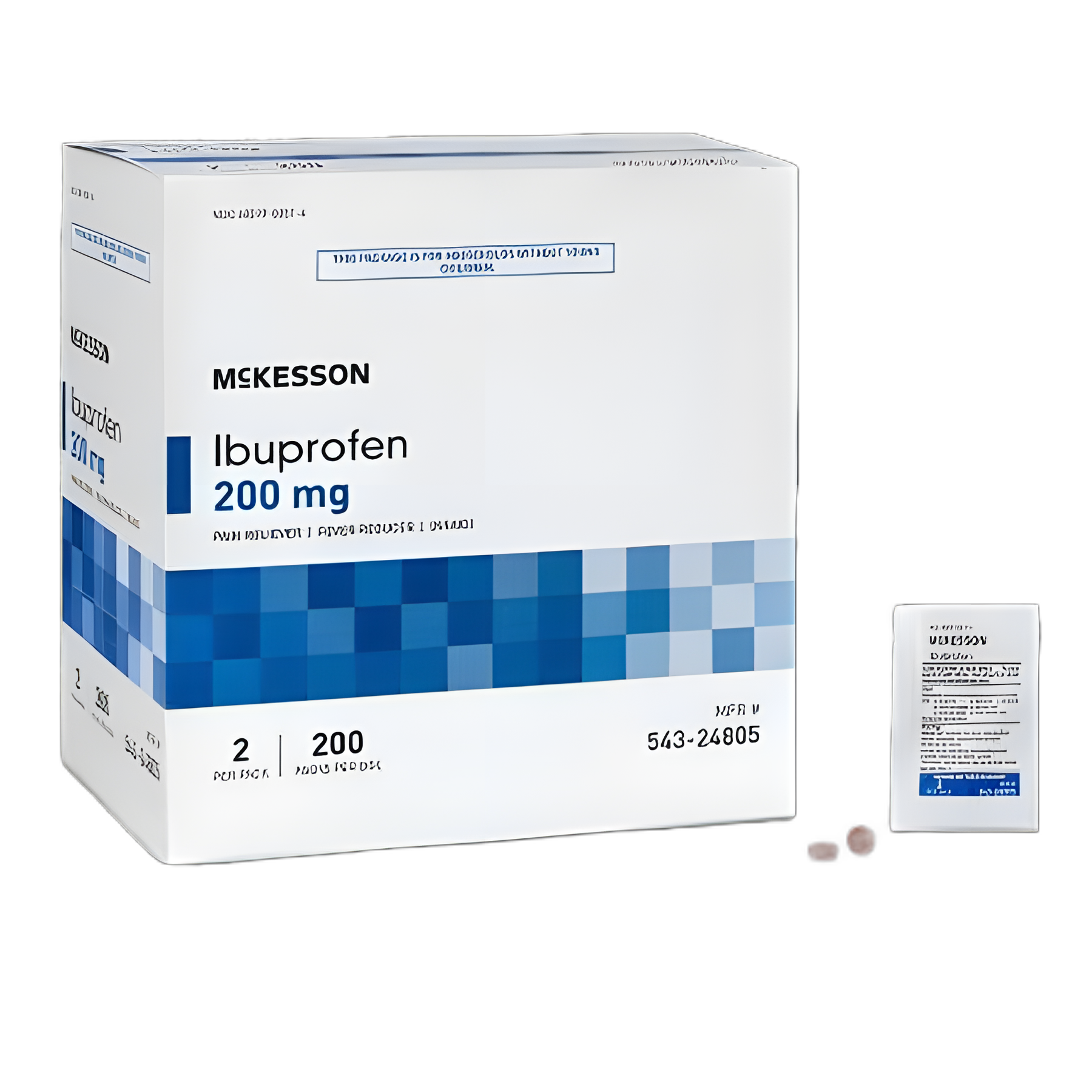 McKesson Ibuprofen 200 mg Tablets for Pain Relief & Fever Reduction - 200 Unit Dose Box