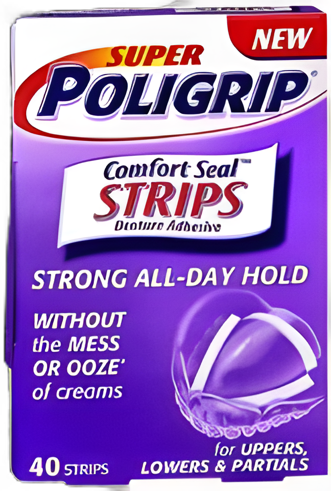 Denture Adhesive Super Poligrip® Comfort Seal Strips 40 per Box