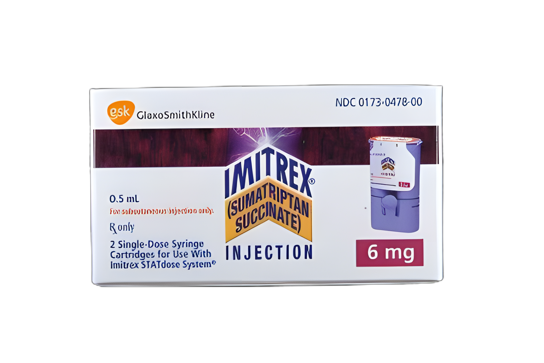 Imitrex® STATdose Refill Sumatriptan Succinate 6 mg / 0.5 mL Injection Cartridge 0.5 mL 2 Cartridges