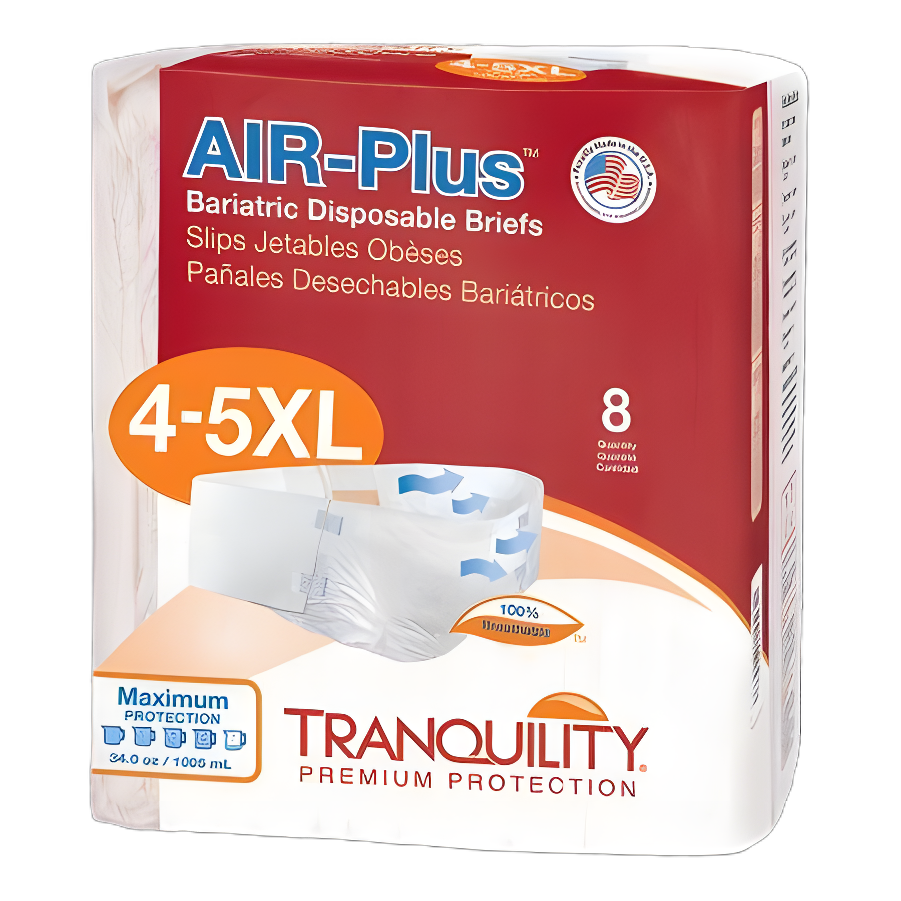 Unisex Adult Incontinence Brief Tranquility® AIR-Plus™ Bariatric 4 to 5X-Large Disposable Heavy Absorbency