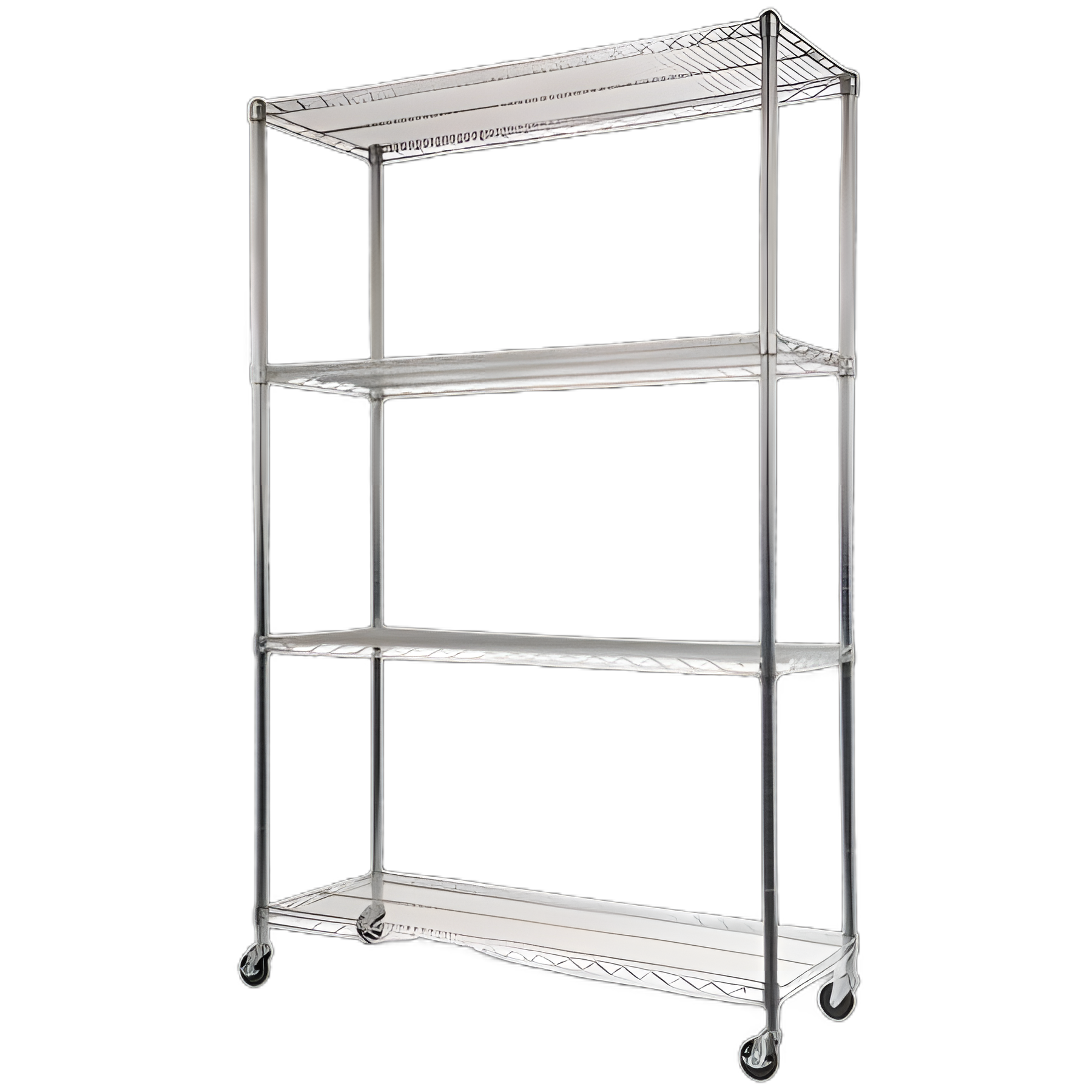 NSF Certified Medical Grade 4-Shelf Wire Shelving Kit with Casters, 48x18x72, Silver
