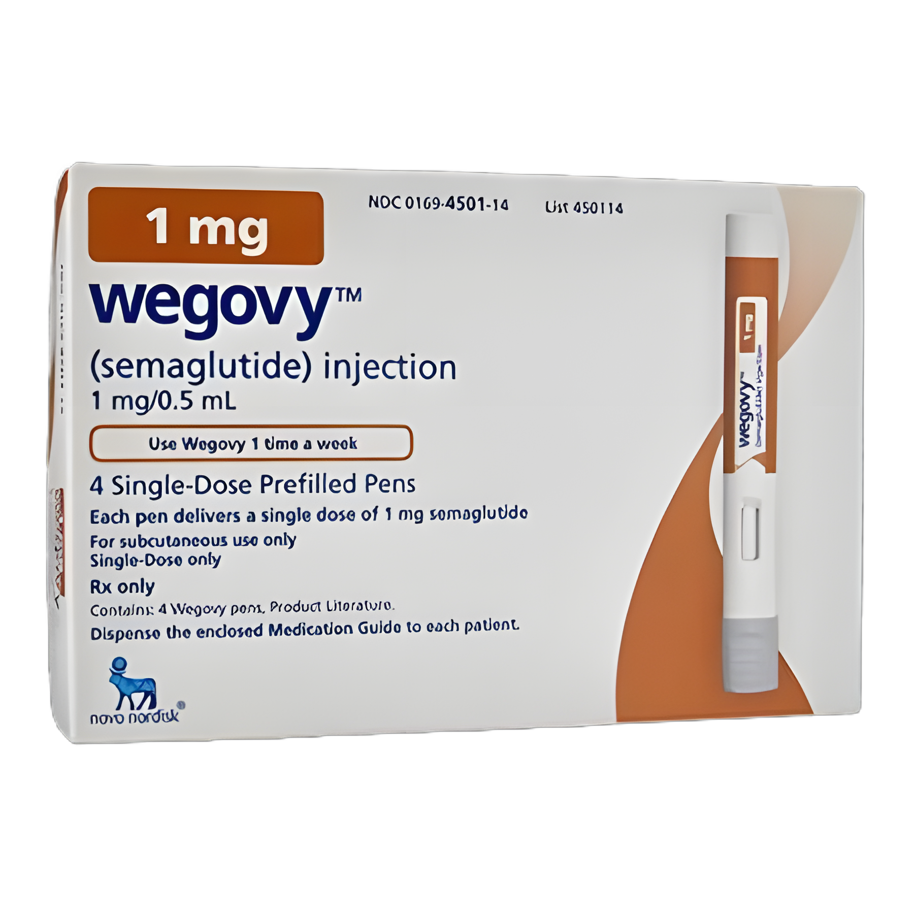 Wegovy® Semaglutide 1 mg / 0.5 mL Injection Prefilled Injection Pen 4 Pens