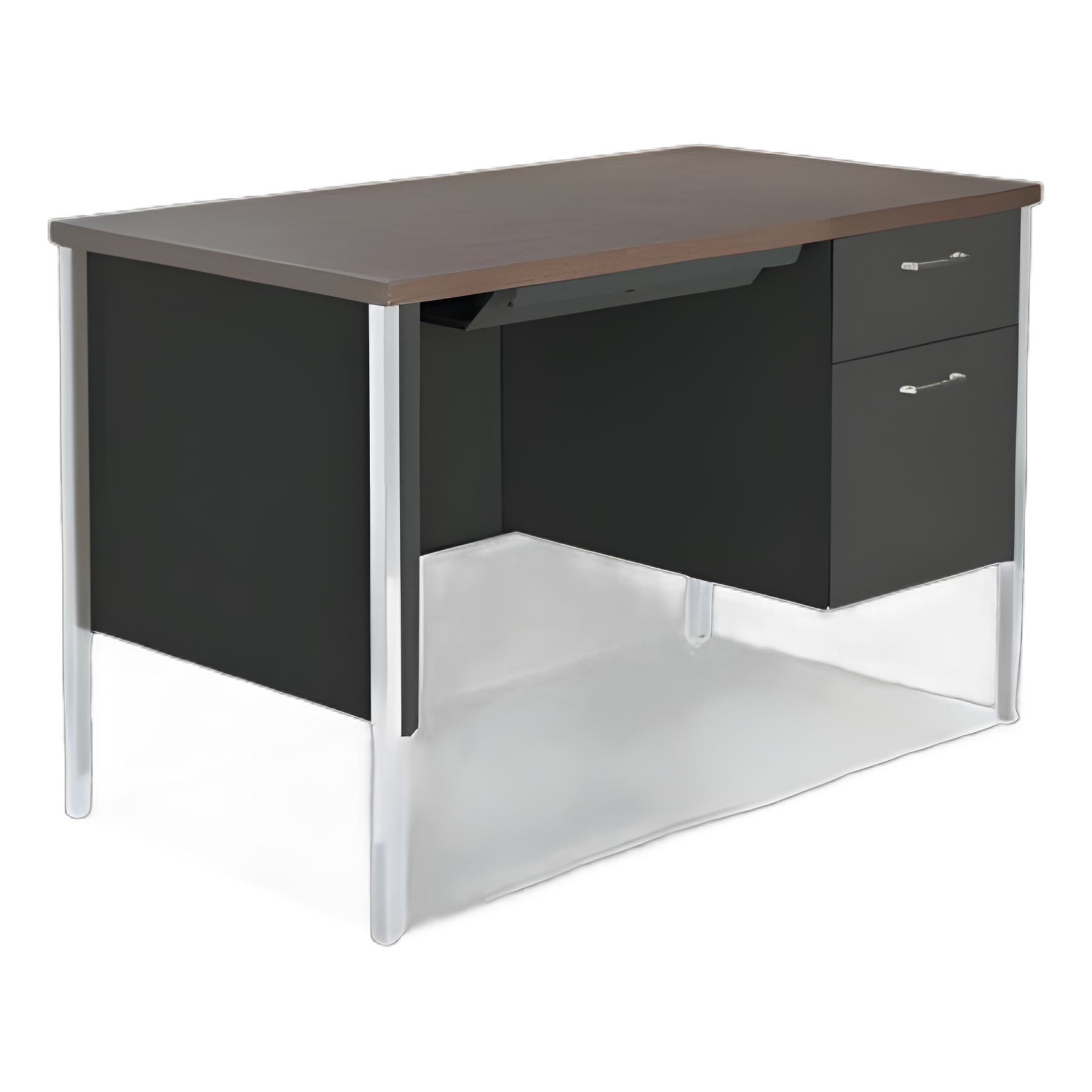 Alera® Single Pedestal Steel Medical Office Desk, 45.25" x 24" x 29.5", Mocha/Black