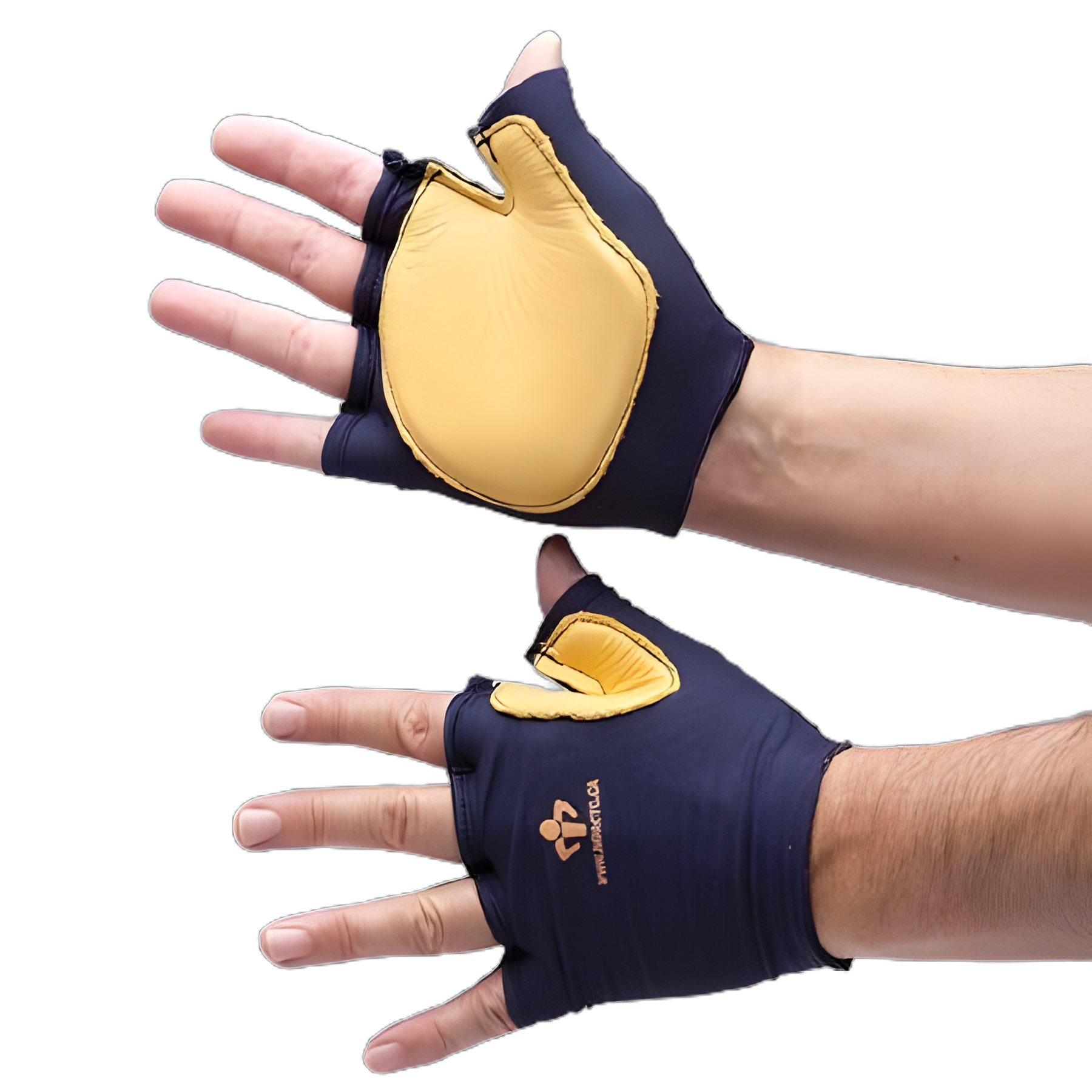 IMPACTO® Tool Grip Fingerless Impact Glove, Large - Left Hand, Black/Tan