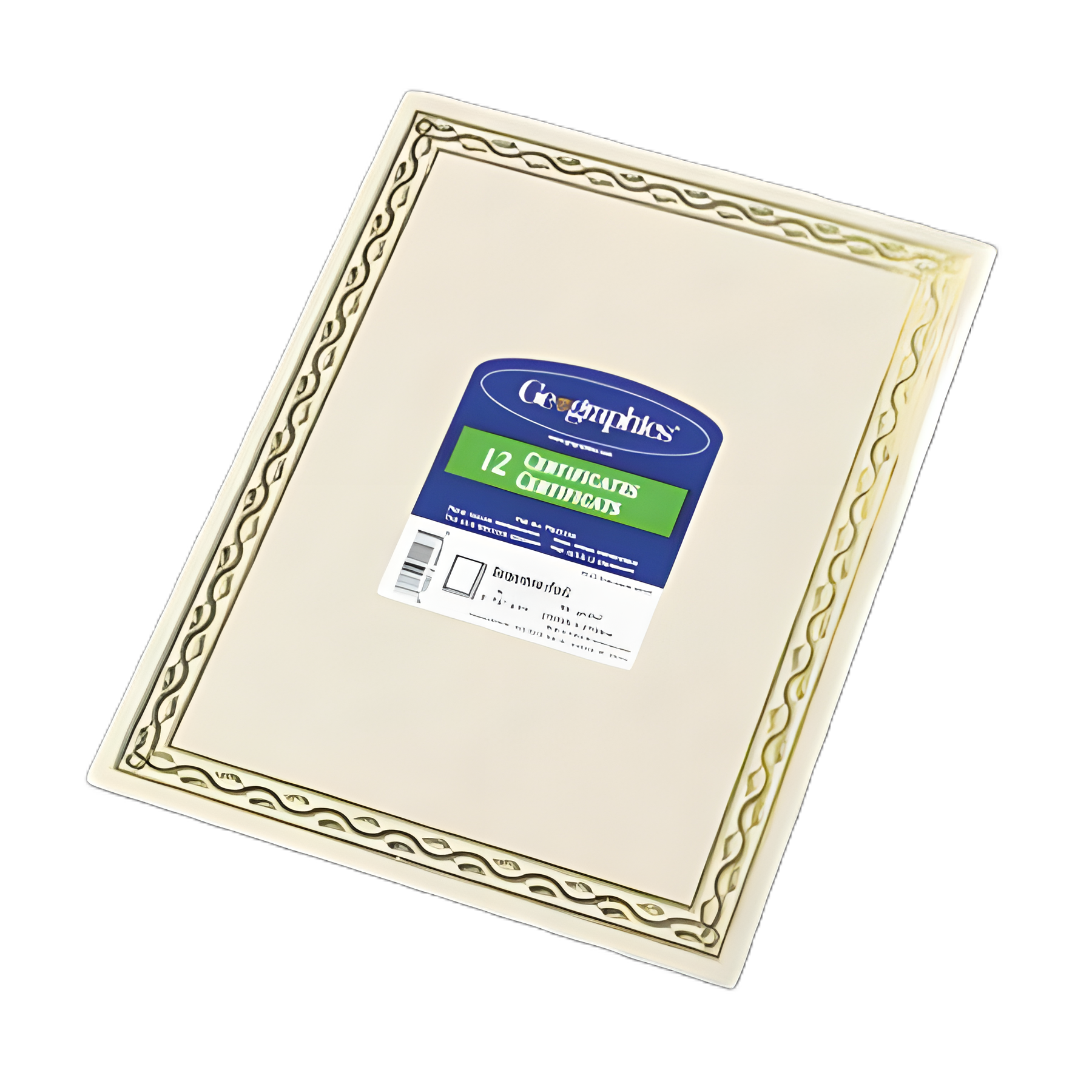 Foil Stamped Award Certificates, 8.5 x 11, Gold Serpentine with White Border, 12/Pack