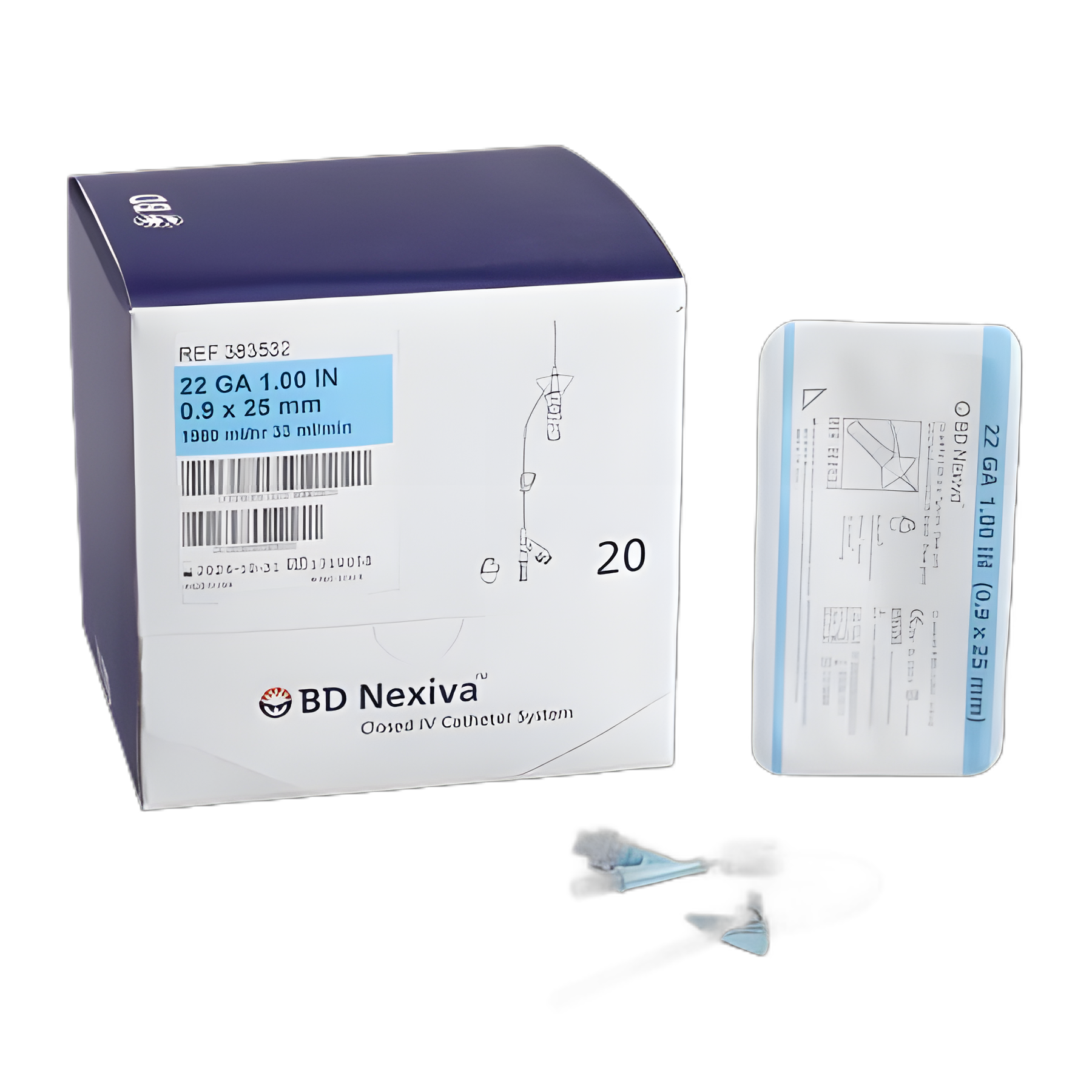Closed IV Catheter Nexiva™ 22 Gauge 1 Inch Sliding Safety Needle - 383532