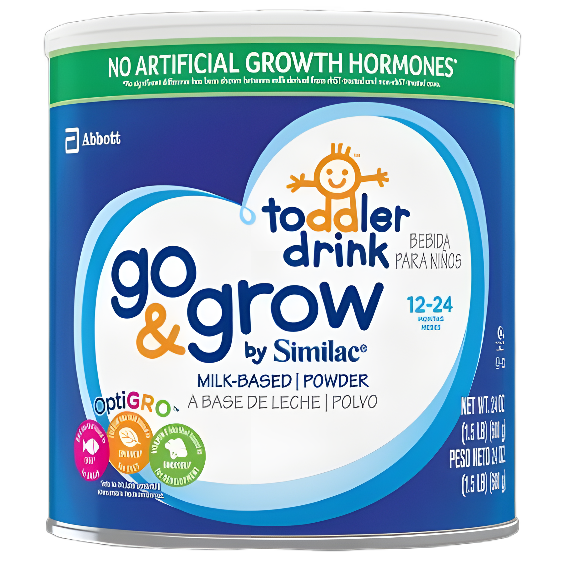 Go & Grow by Similac® Toddler Formula - Unflavored 24 oz. Powder with Vitamins, Minerals, DHA, Lutein, and Vitamin E