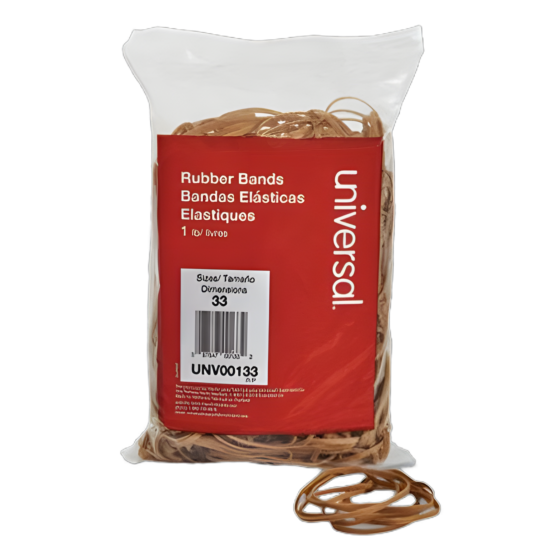 Rubber Bands, Size 33, 0.04" Gauge, Beige, 1 lb Box, 640/Pack
