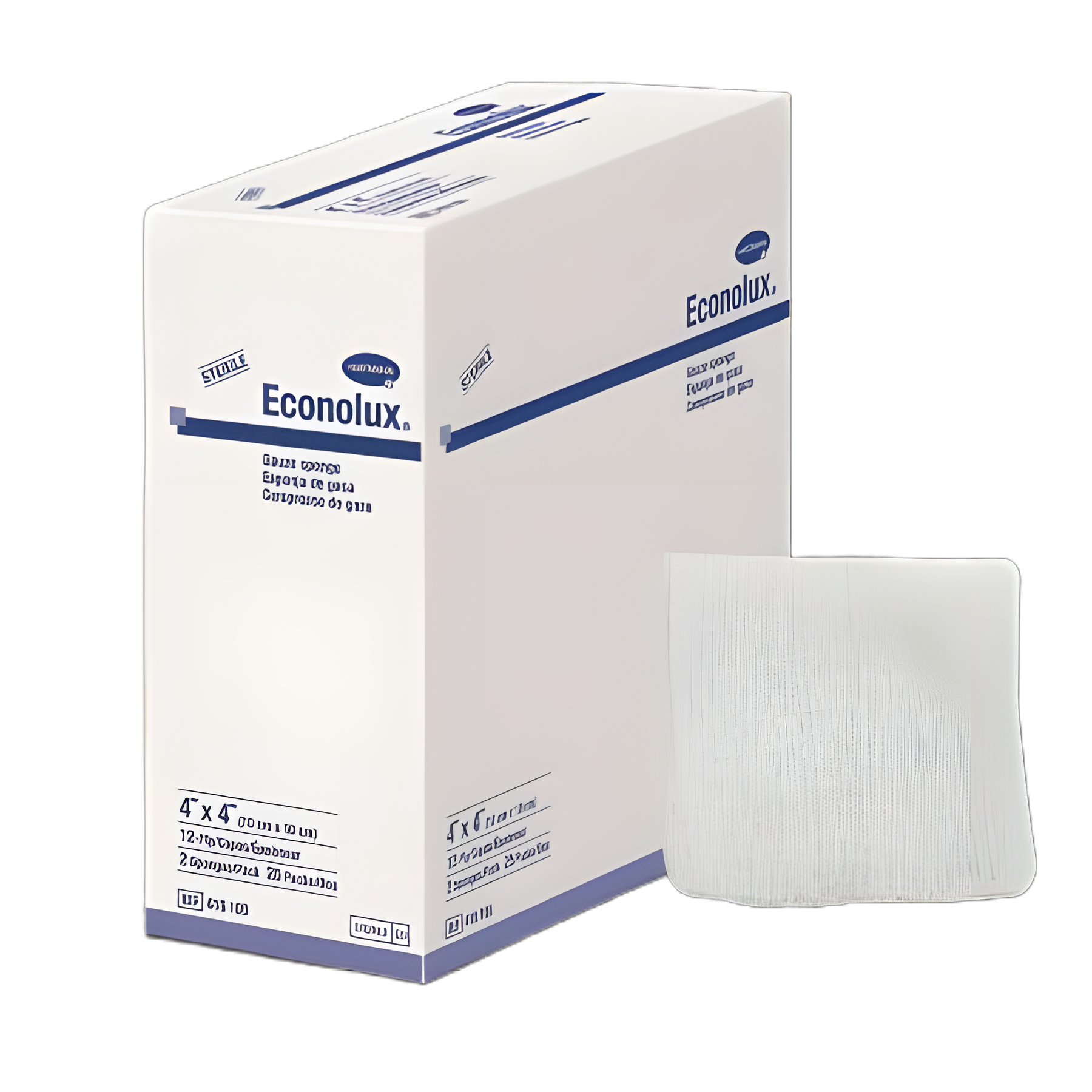 Econolux® Sterile Cotton Gauze Sponge 4x4 Inch, 12-Ply Pack of 2