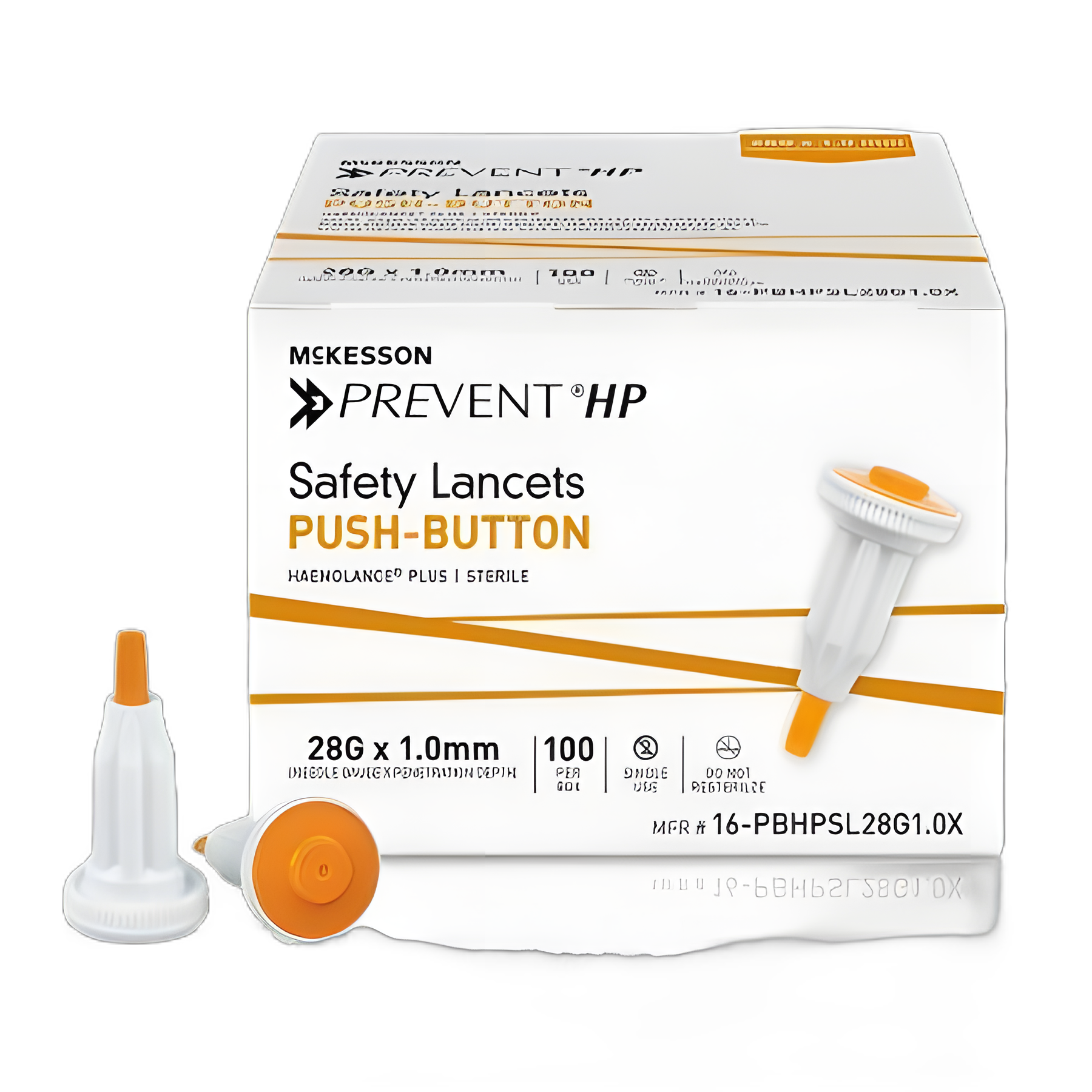 Safety Lancet McKesson Prevent® HP 28 Gauge Retractable Push Button Activation Finger - 16-PBHPSL28G1.0X