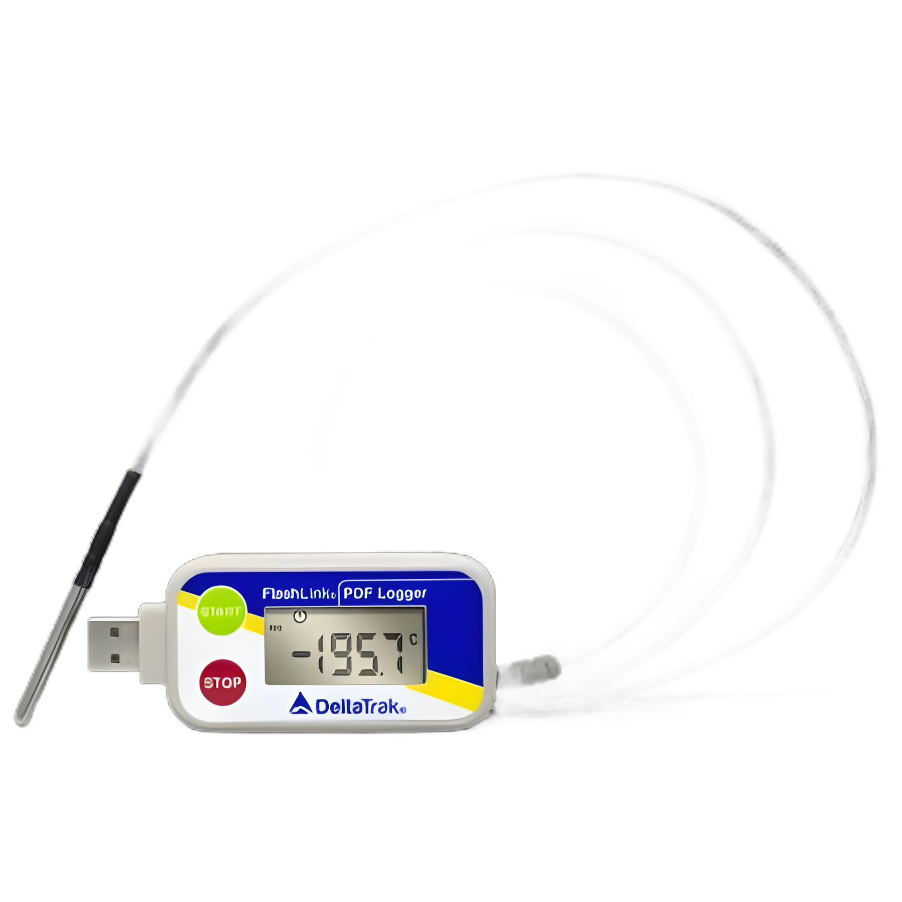 Datalogging Cryogenic Thermometer with Alarm Flashlink® Fahrenheit / Celsius -328° to +104°F (-200° to +40°C) Stainless Steel Probe Battery Operated