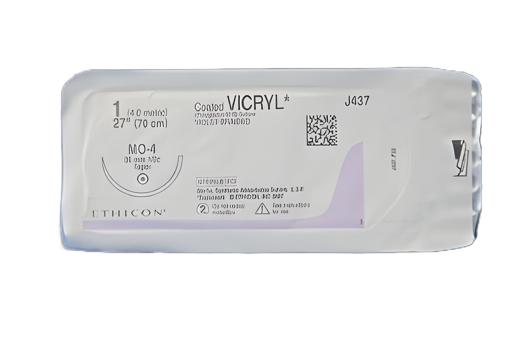 Coated Vicryl™ Polyglactin 910 Absorbable Suture with MO-4 1/2 Circle Taper Point Needle Size 1 Braided