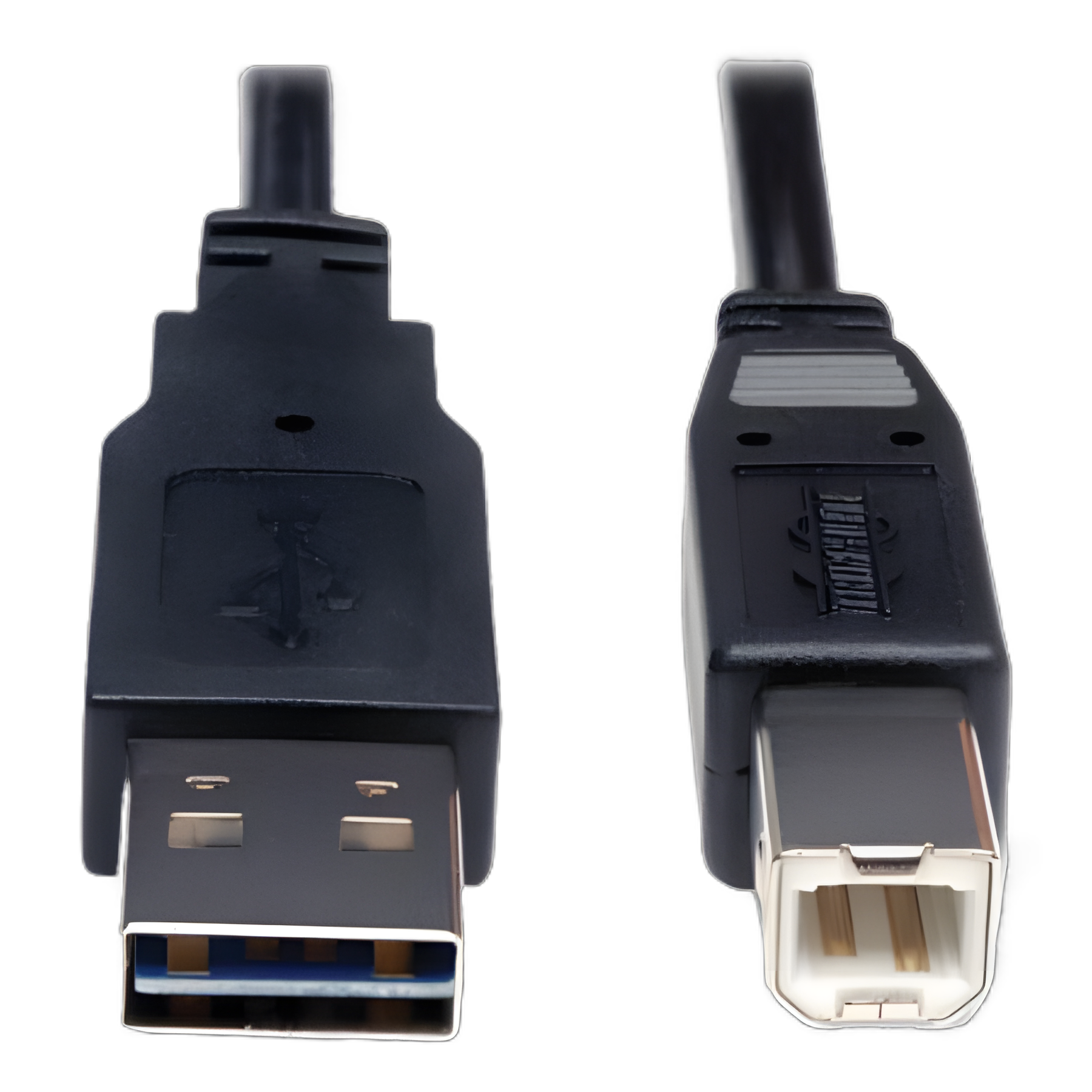 Universal Reversible USB 2.0 Cable, Reversible A to B (M/M), 6 ft, Black