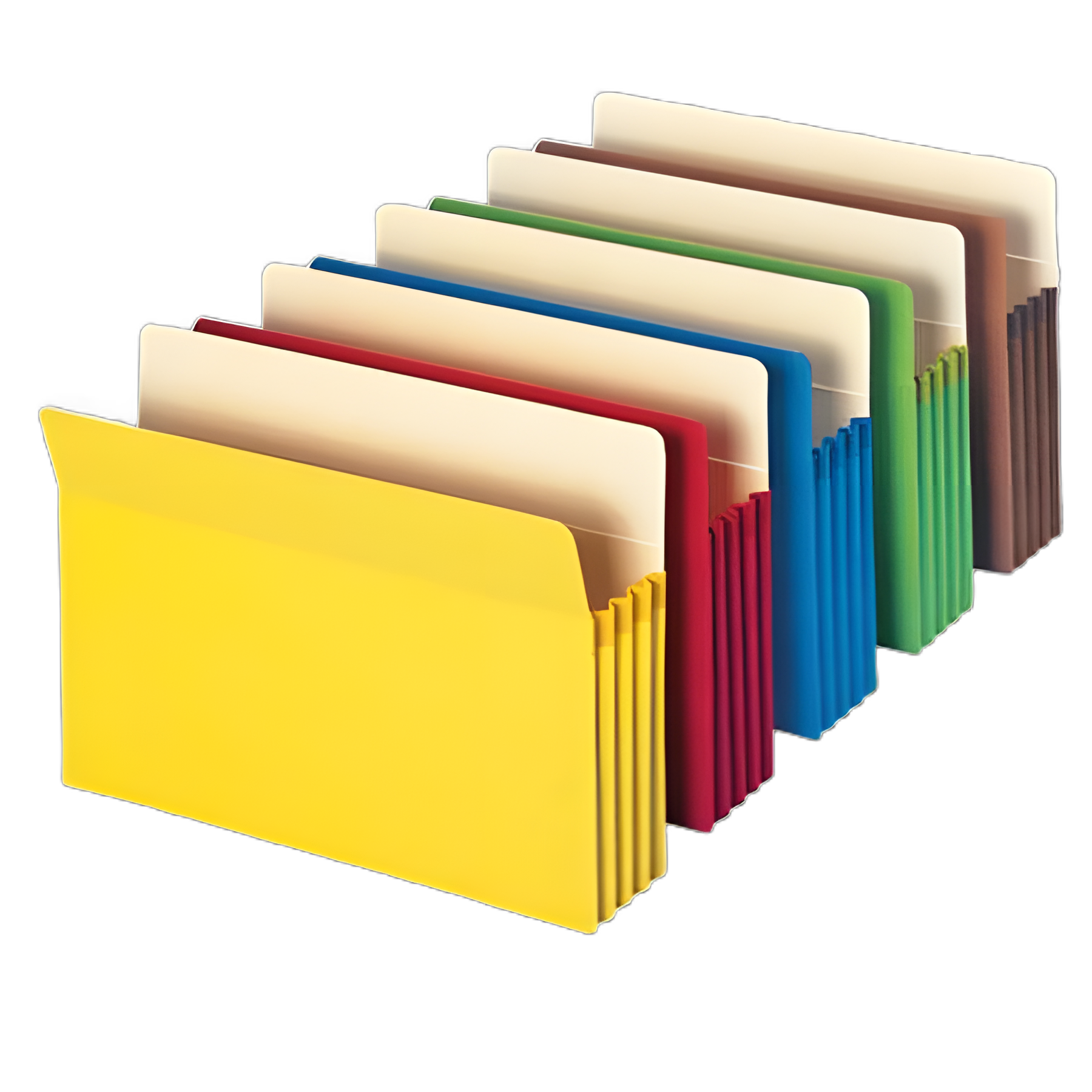 Colored File Pockets, 3.5" Expansion, Letter Size, Assorted Colors, 5/Pack