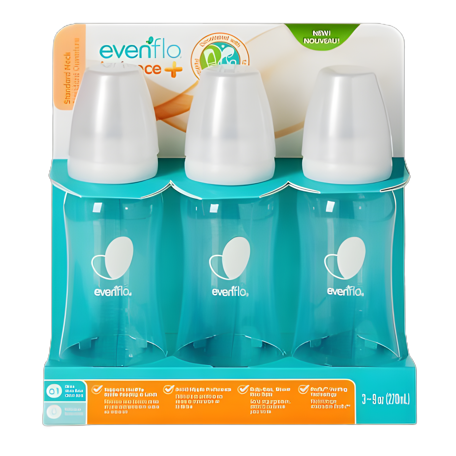Evenflo Feeding Balance + Standard Neck Baby Bottle 9 oz - Pediatrician Developed, Anti-Colic