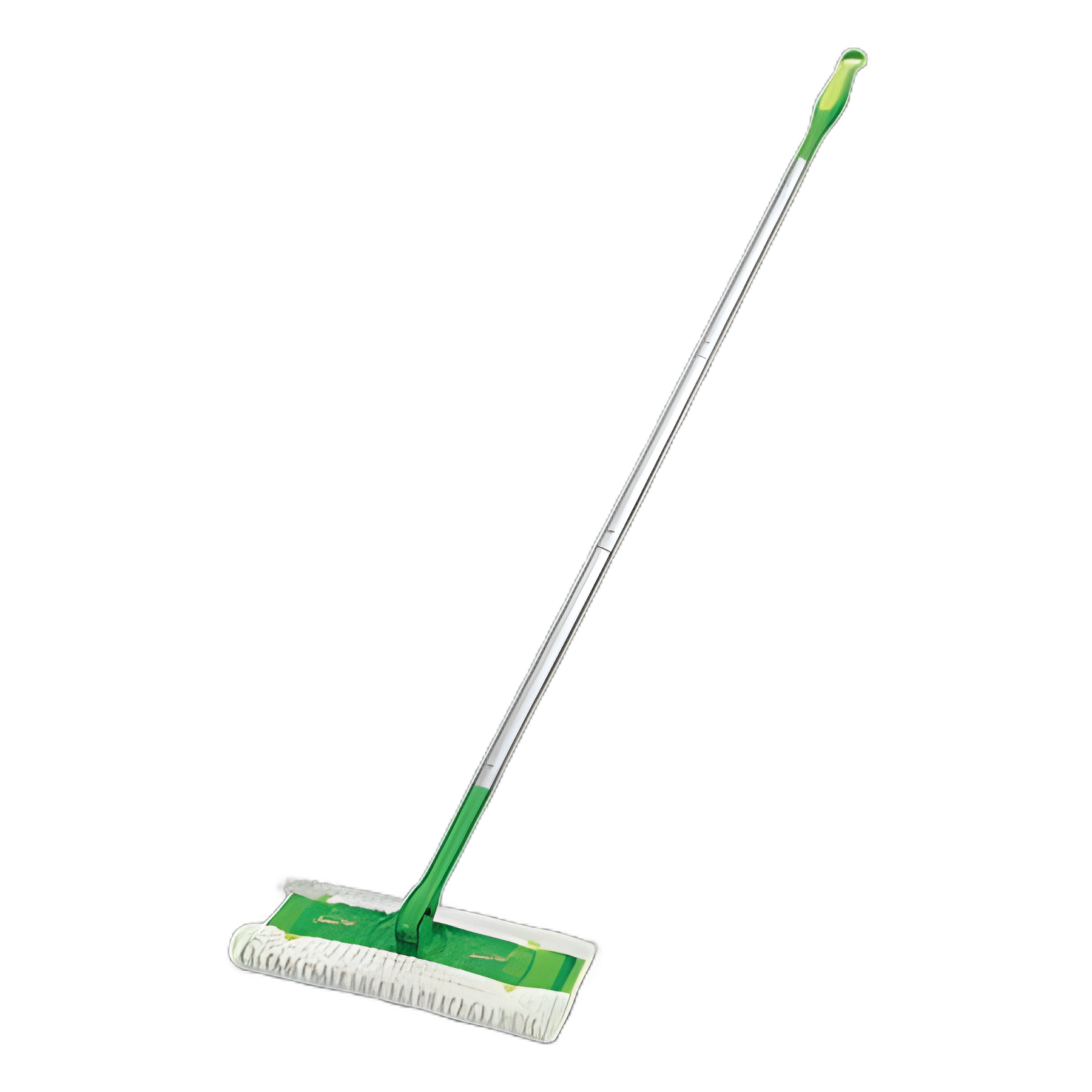 Sweeper Mop, 10 x 4.8 White Cloth Head, 46" Green/Silver Aluminum/Plastic Handle