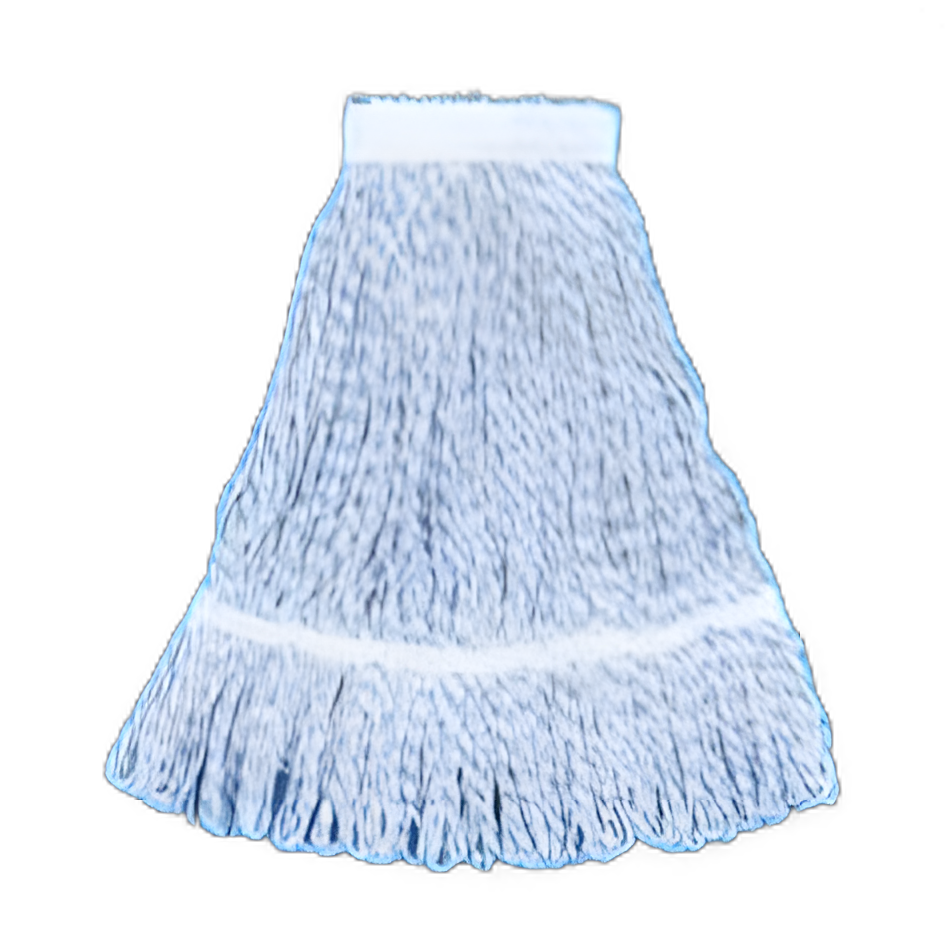 Wet String Finish Mop Head Boardwalk® Looped-end Medium Blue / White Rayon / Polyester Reusable