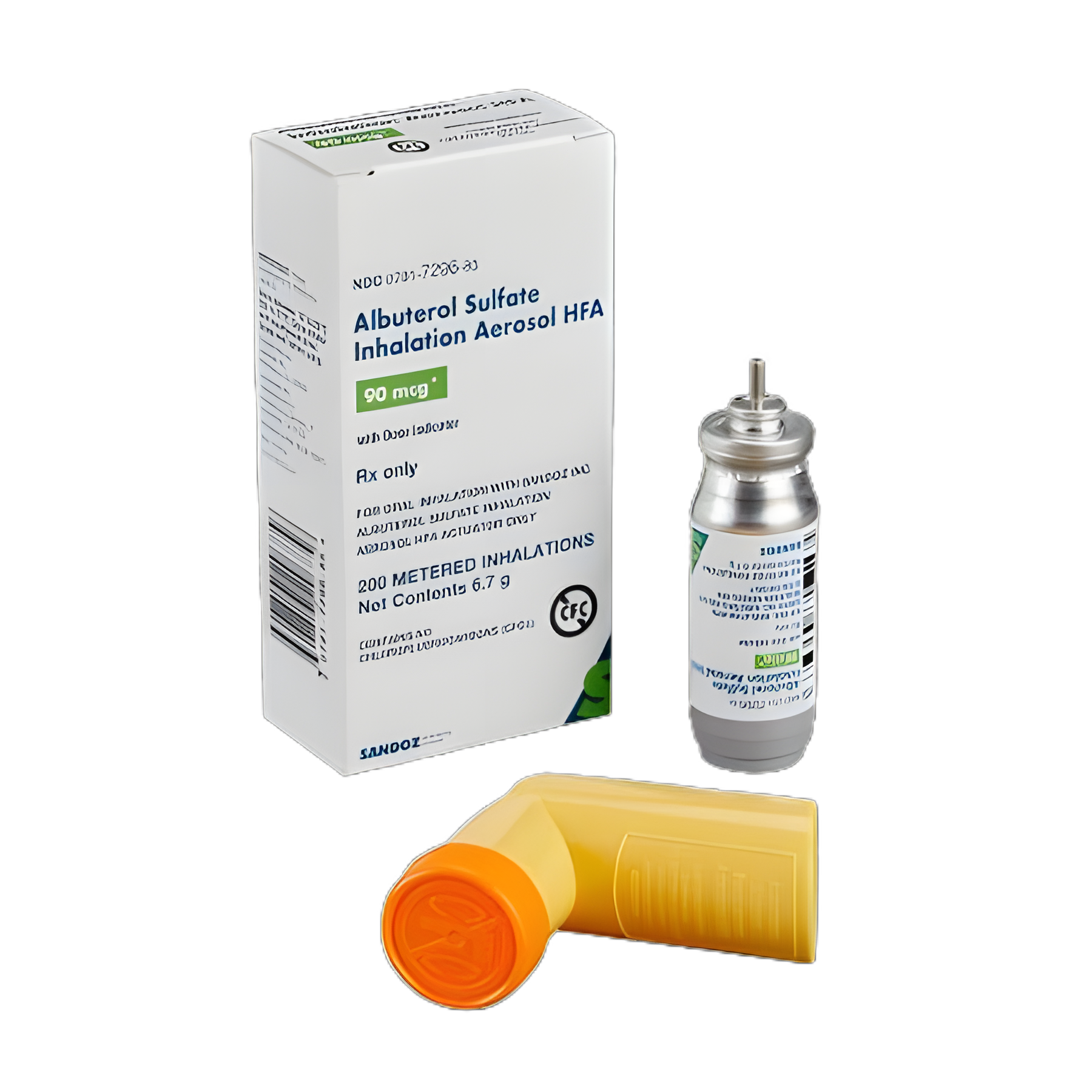 Albuterol Sulfate 90 mcg Aerosol Metered-Dose Inhaler 6.7 Grams 200 Doses - 00781729685