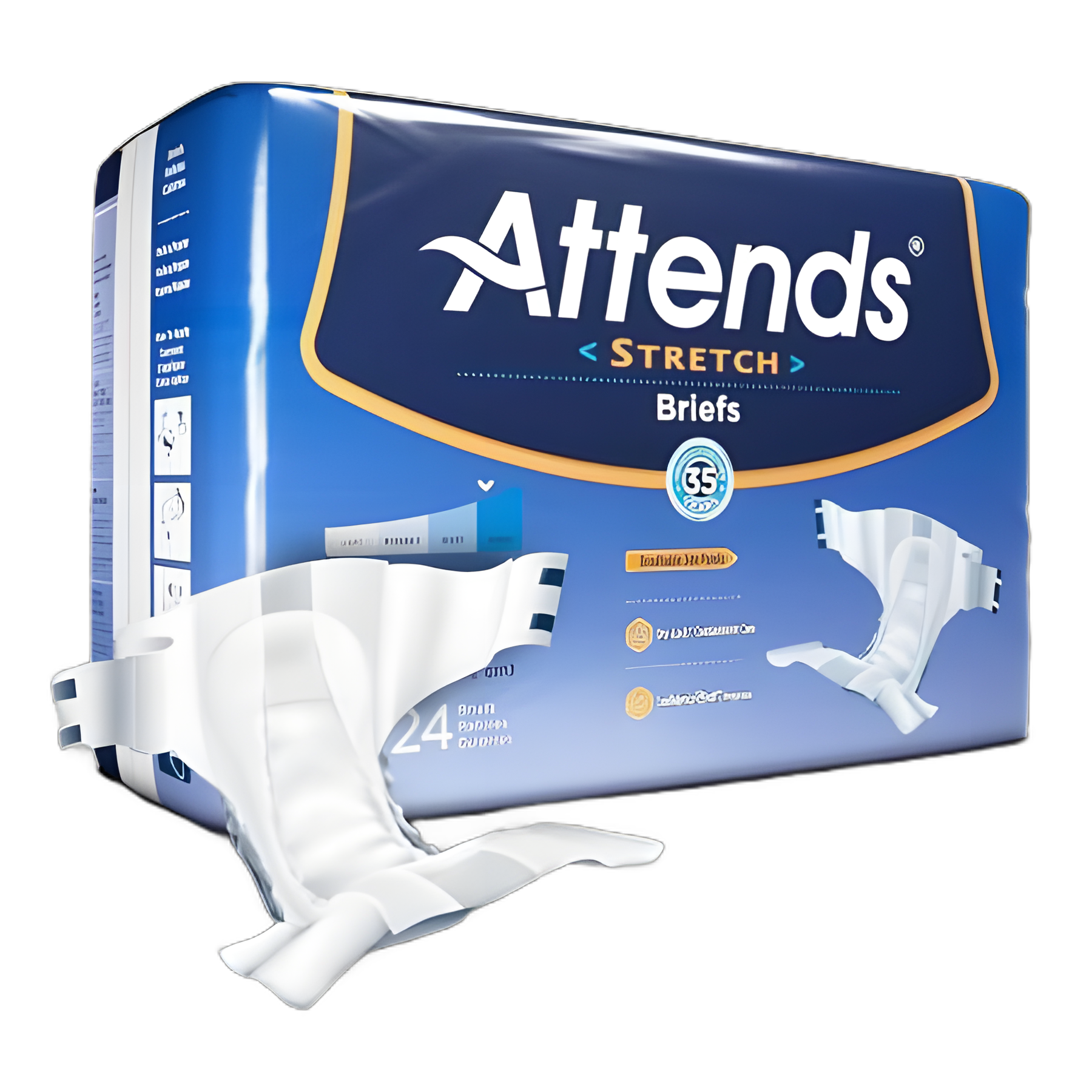 Unisex Adult Incontinence Brief Attends® Stretch Medium / Regular Disposable Heavy Absorbency