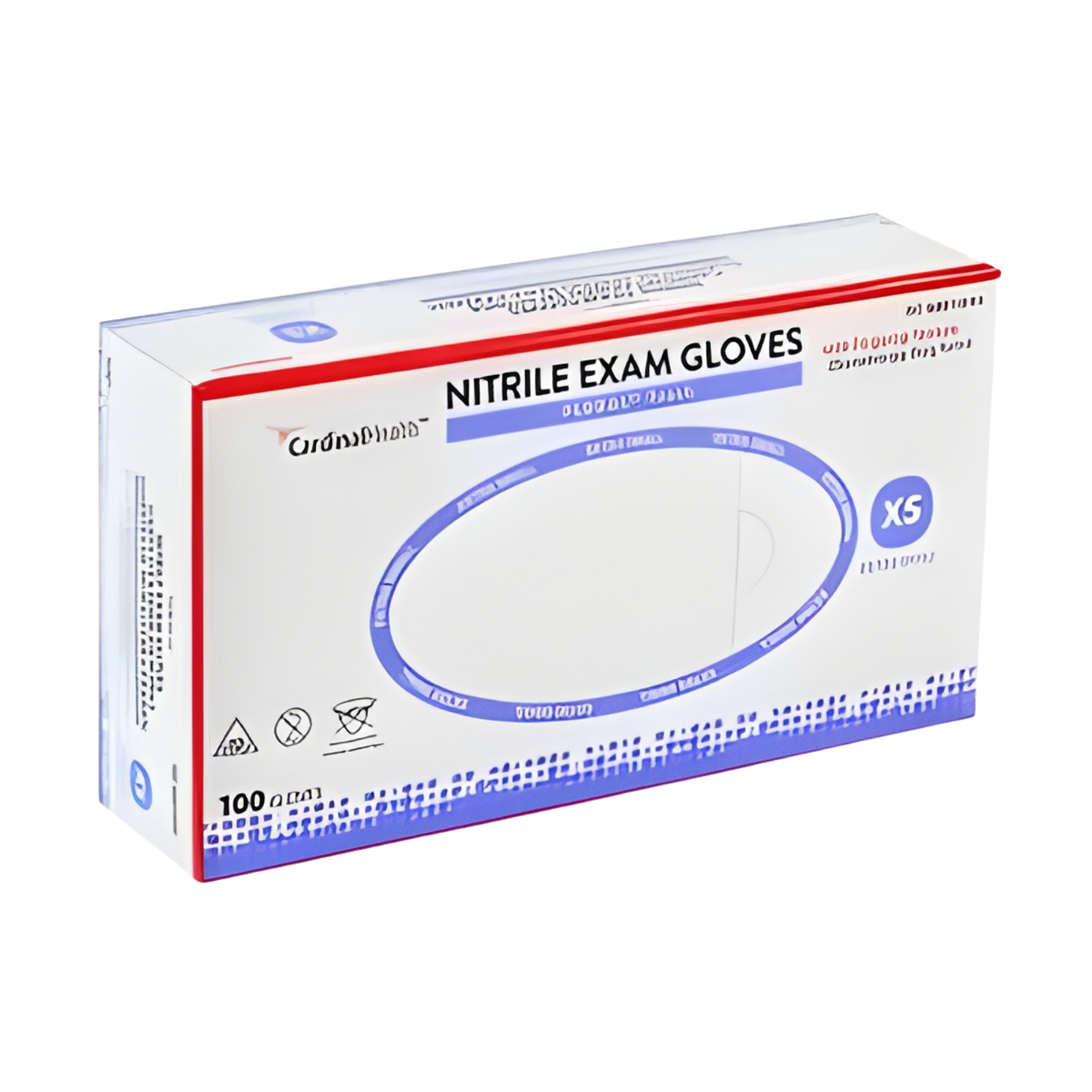 Cardinal Health FLEXAL Touch Nitrile Exam Gloves, Powder-Free, Extra Small, Blue, 3.1 MIL, Chemo Tested, 100 count/bx