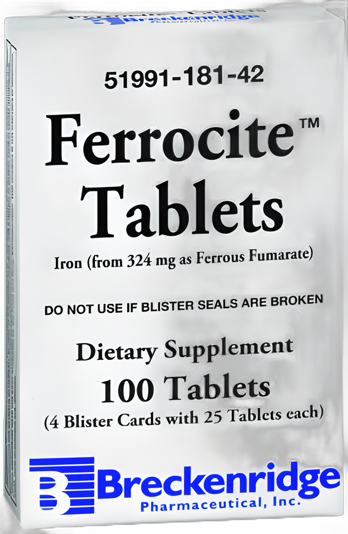 Ferrocite™ Iron Preparation Ferrous Fumarate 324 mg (106 mg) Tablet Blister Pack 100 Tablets