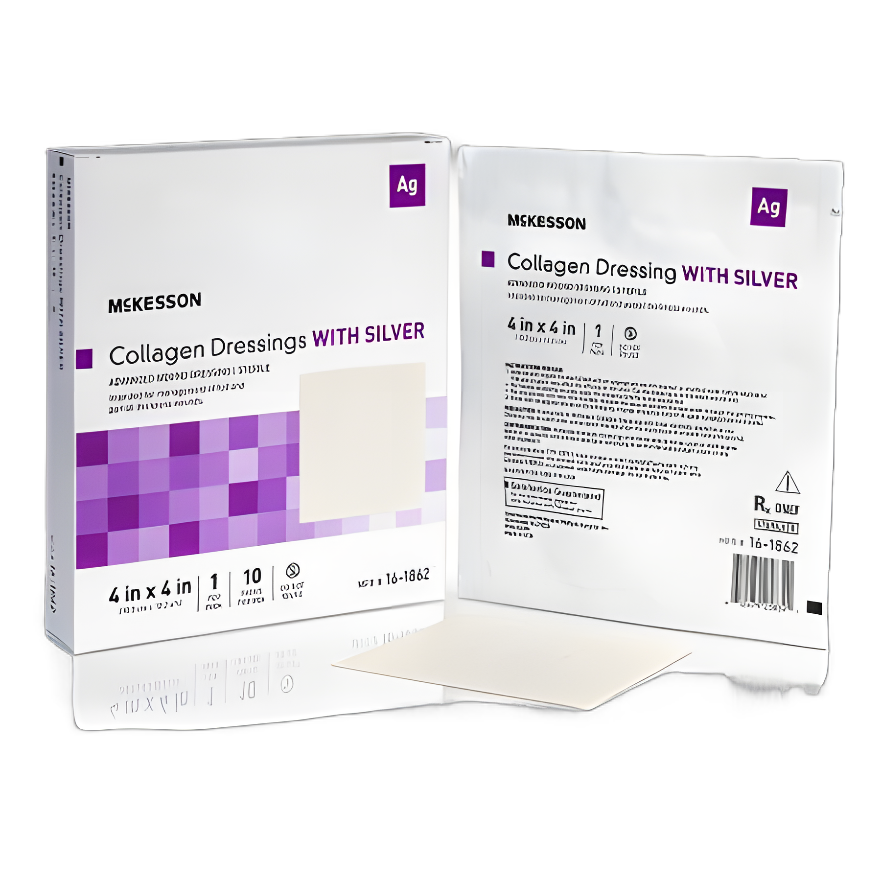 McKesson Silver Collagen Wound Dressing 4x4 Inch Square Sterile for Advanced Wound Care