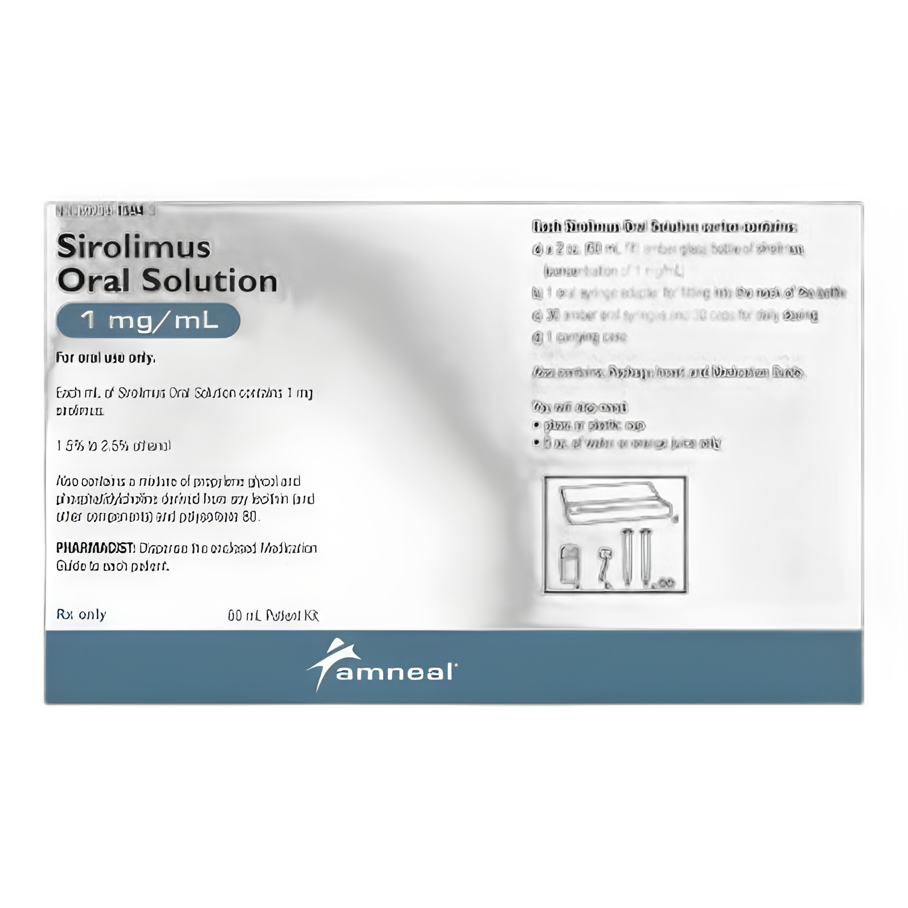 Sirolimus 1 mg/mL Oral Solution for Immunosuppression - 60 mL Bottle
