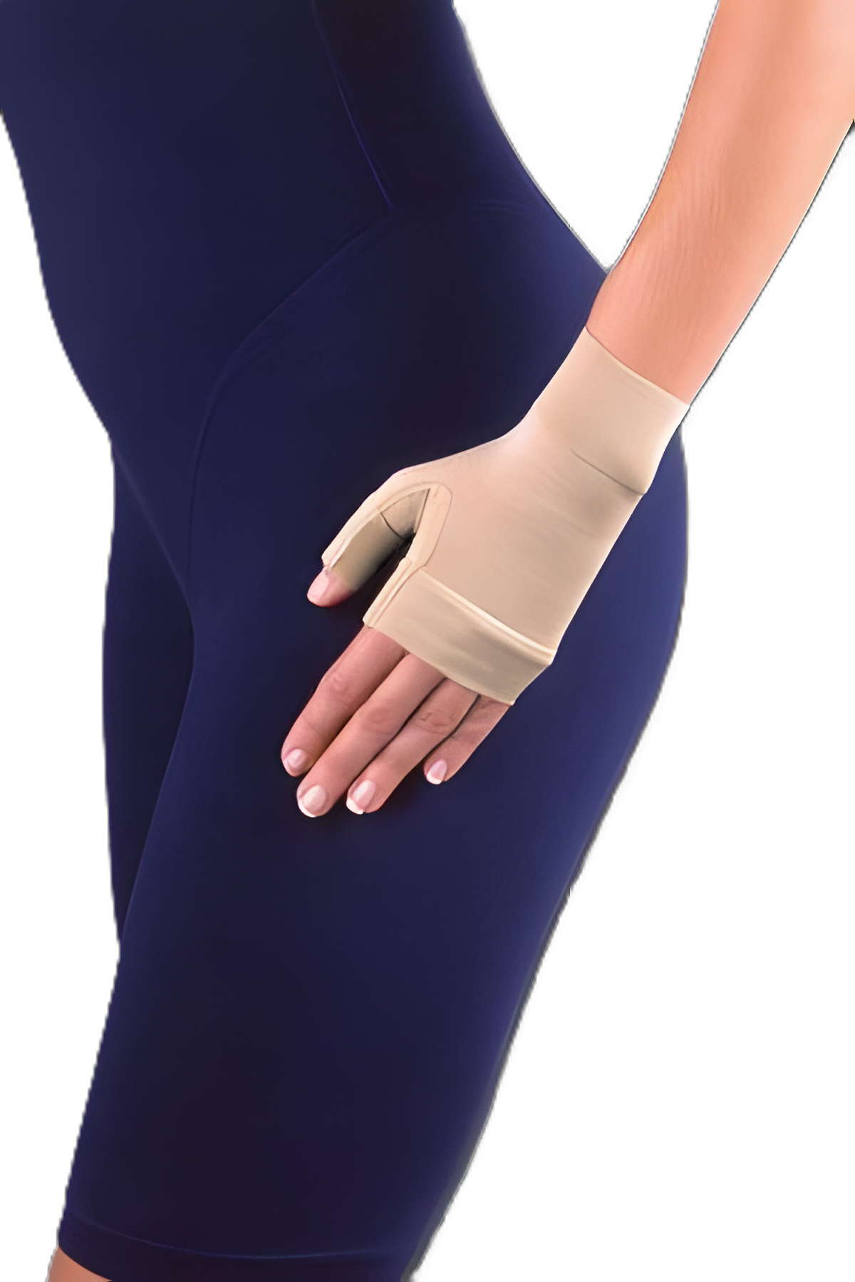 Compression Glove Jobst® Ready-to-Wear Fingerless Small Over-the-Wrist Length Ambidextrous Stretch Fabric - 101319