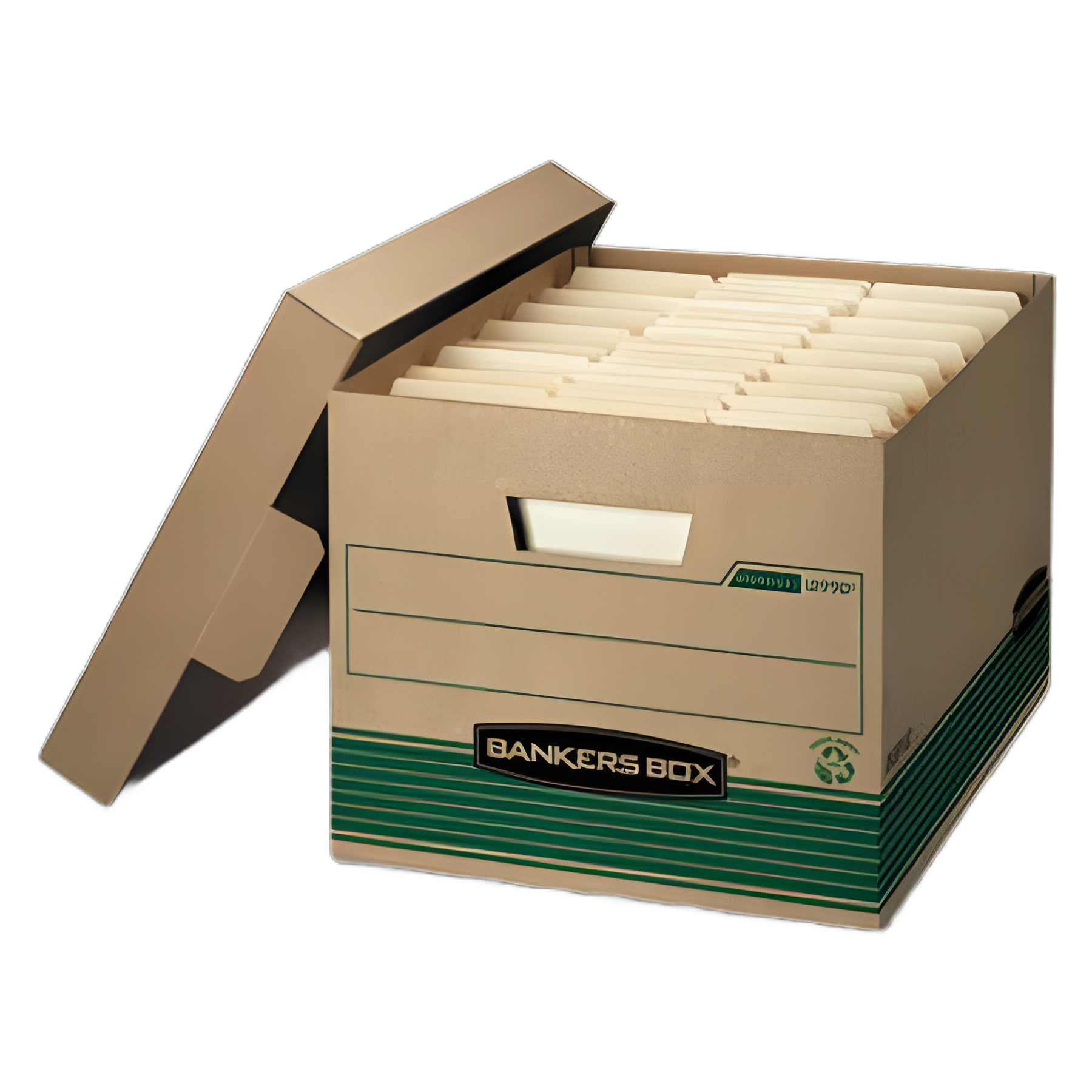 STOR/FILE Medium-Duty 100% Recycled Storage Boxes, Letter/Legal Files, 12.5" x 16.25" x 10.25", Kraft/Green, 12/Carton