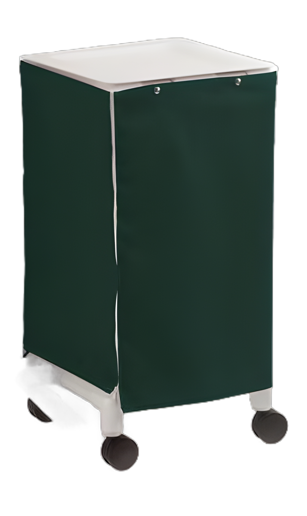 Hamper Stand with Skirt and Foot Pedal - Square Opening, Self-Closing Lid