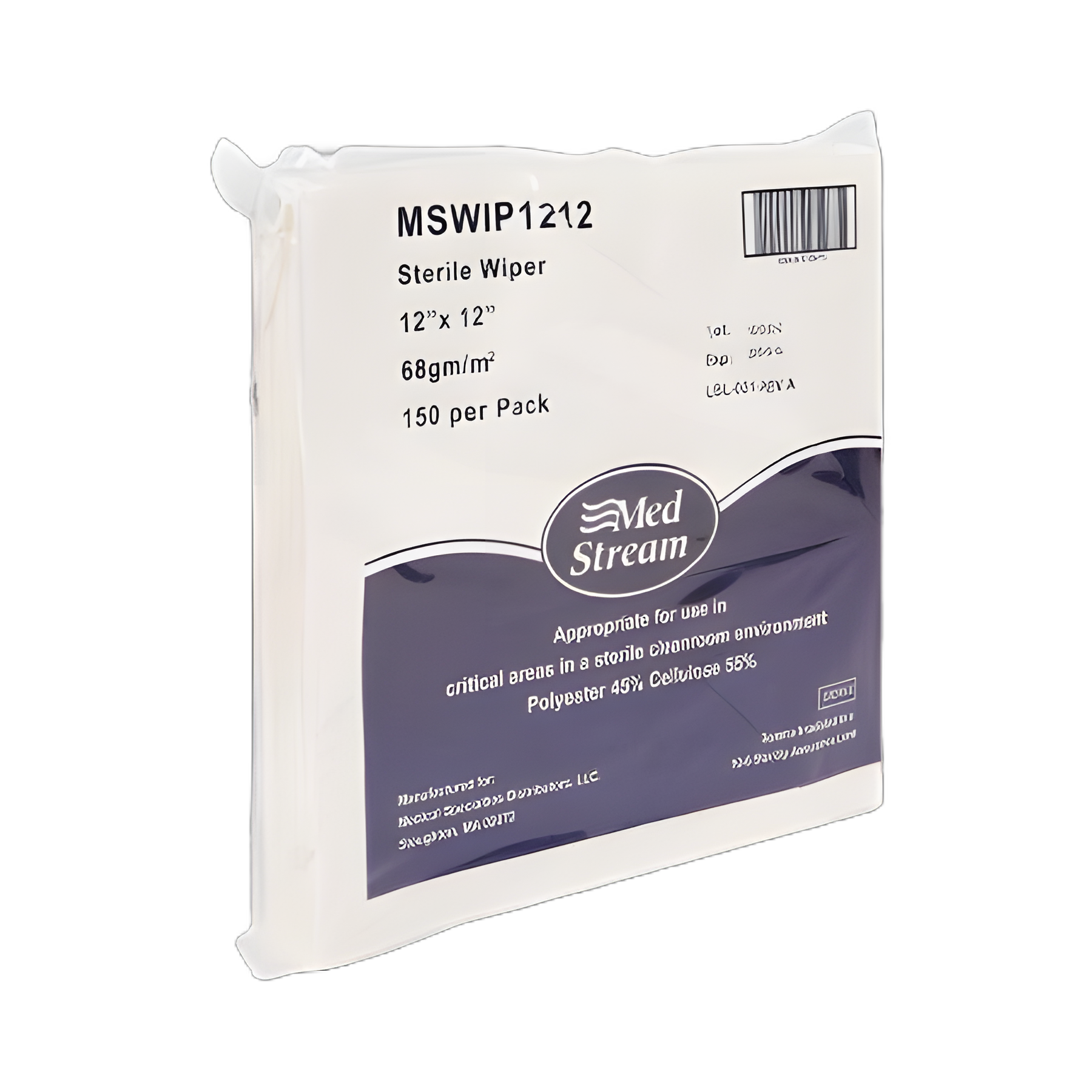 McKesson Sterile Cleanroom Wipes, ISO Class 5, Polyester/Cellulose, 12x12, Disposable