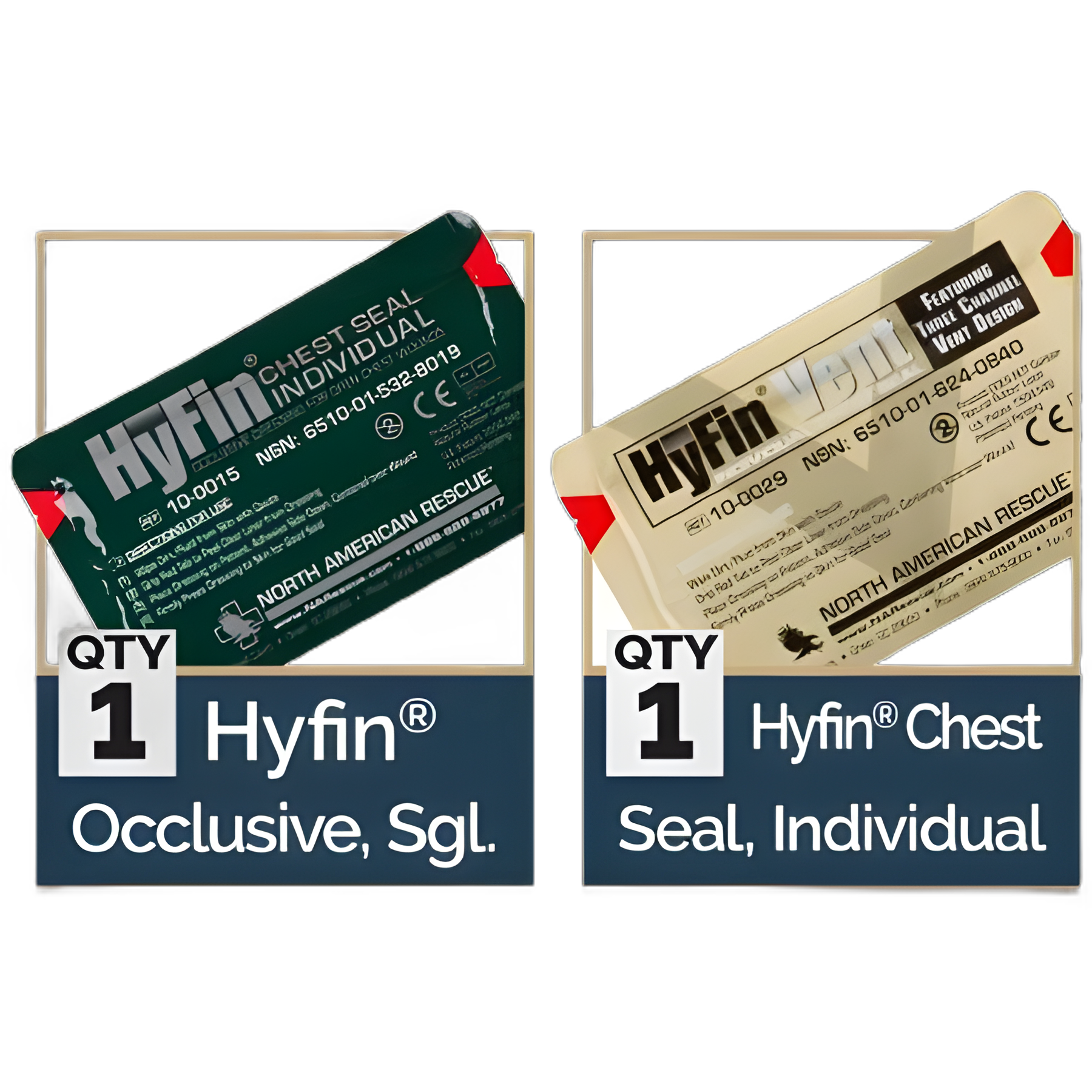 USMC HyFin® Chest Wound Seal Pack 6x6 Inch, NonSterile, 2/Pack