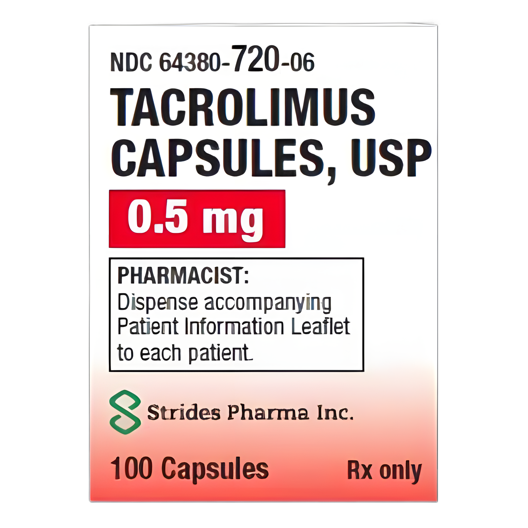 Tacrolimus 0.5 mg Capsules by Strides Pharma - Immunosuppressive Treatment