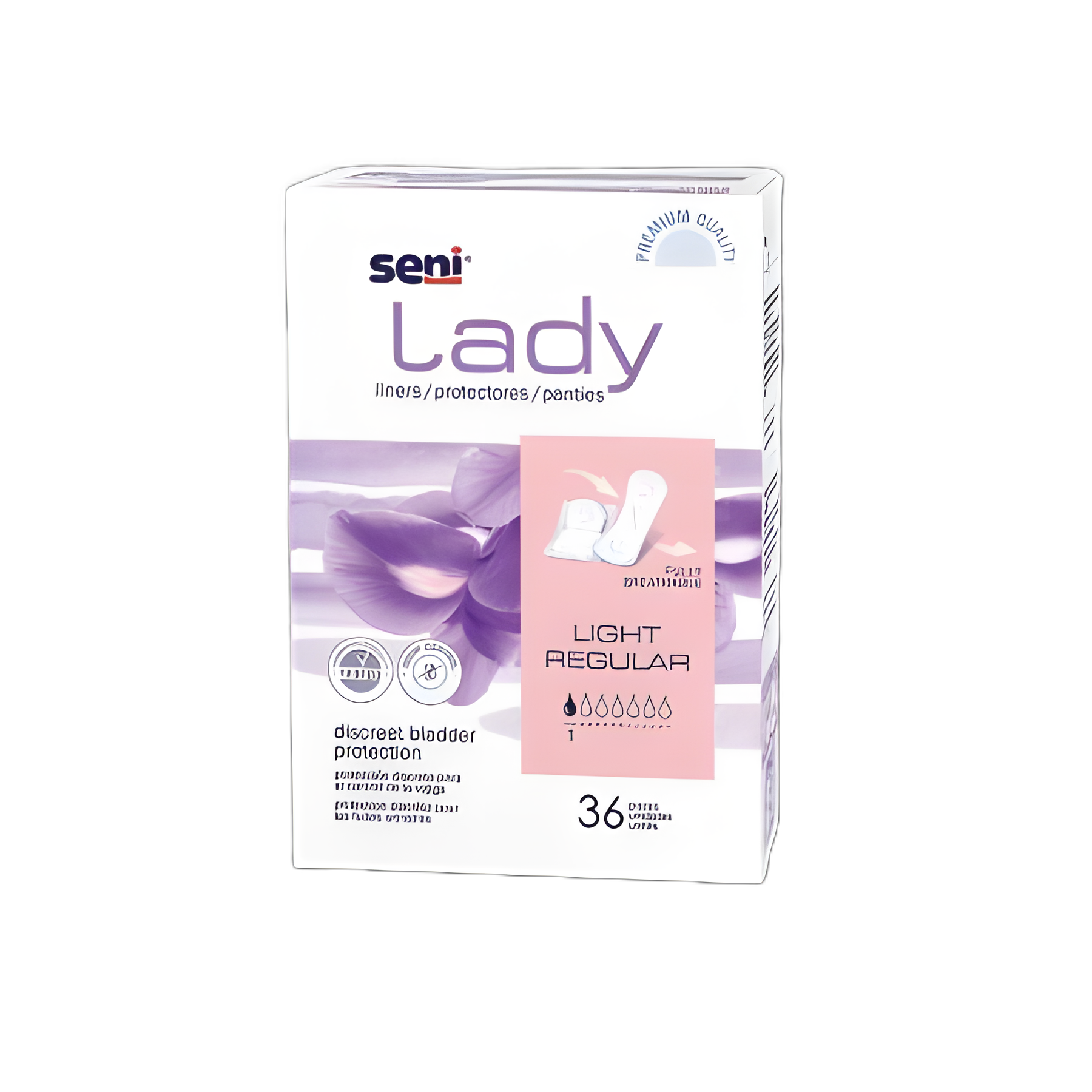 Bladder Control Pad Seni® Lady Light 7.3 Inch Length Light Absorbency Superabsorbant Core One Size Fits Most